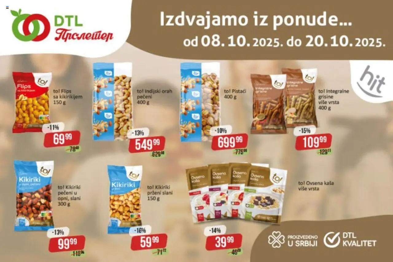 Metalac Proleter katalog važi od 08.10.2025 - stranica 1 - Indijski orah, Kikiriki, Orah, Pistaći, Ovsena kaša, Kaša