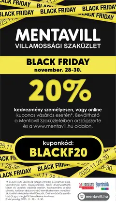 Mentavill - Black Friday megtekintése, amely érvényes 2025.11.20.-től