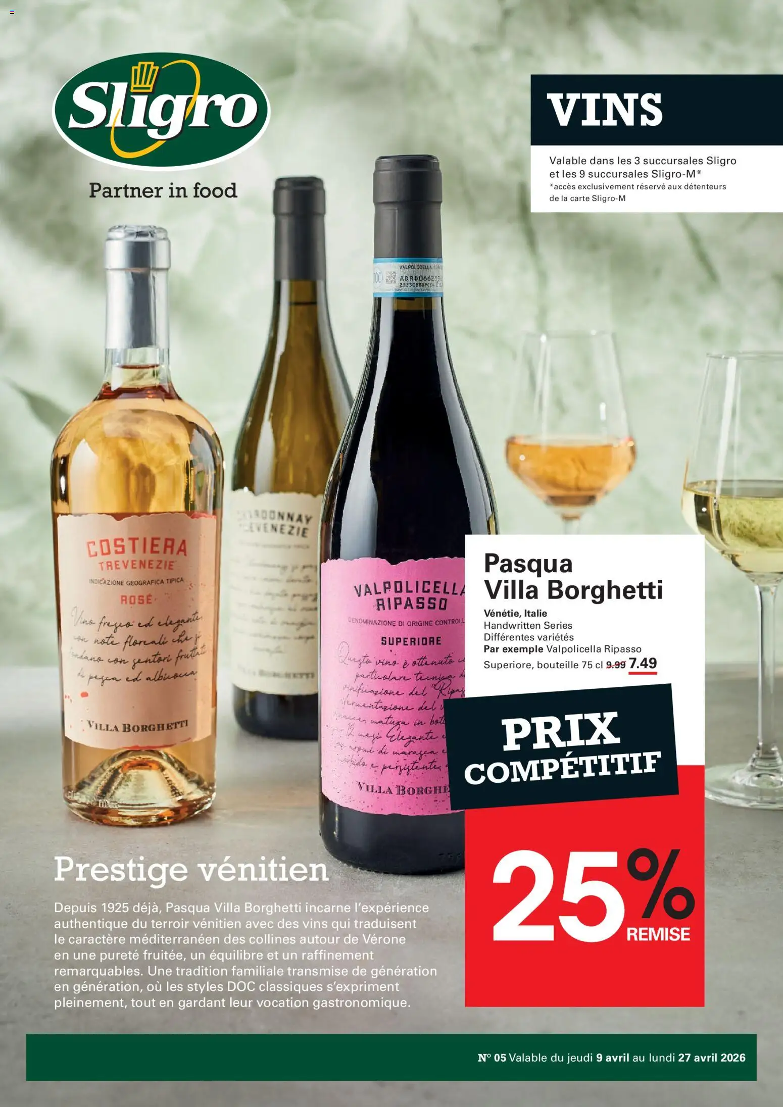 Voorbeeld van Sligro Publicité Vins van winkel Sligro geldig vanaf 09/04/2026
