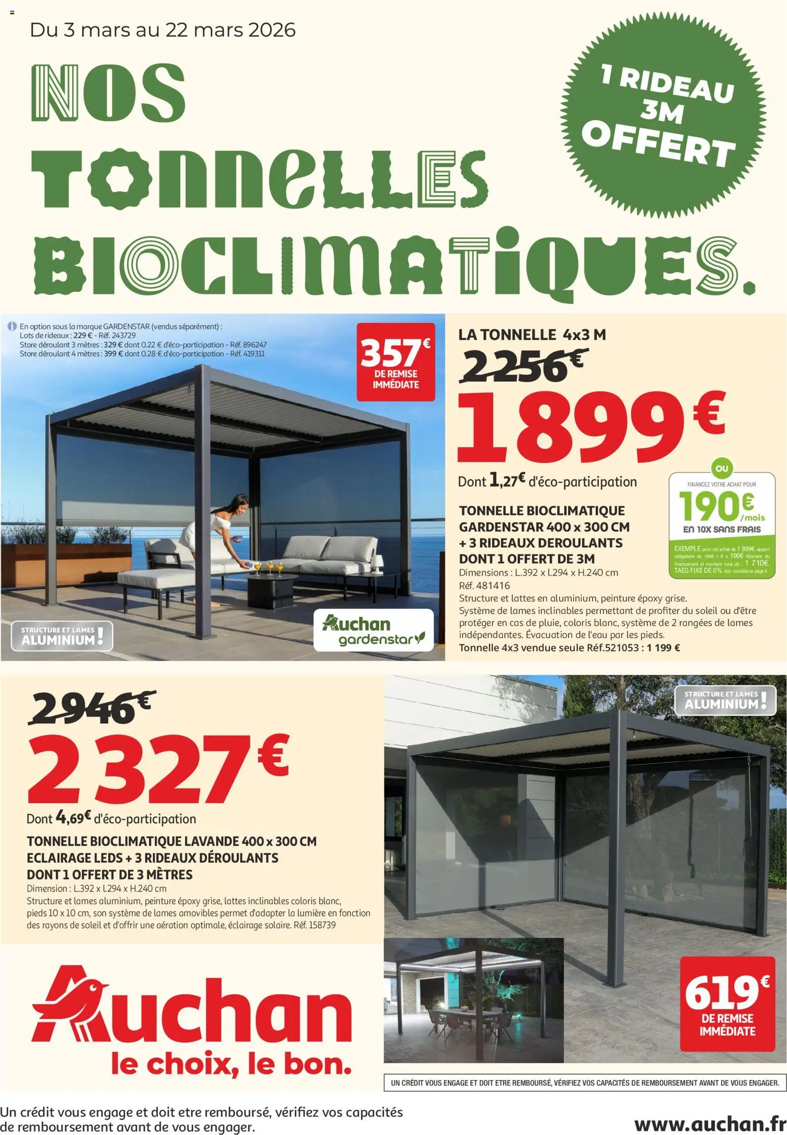 Voorbeeld van Auchan Tonnelles bioclimatiques van winkel Auchan geldig vanaf 03/03/2026