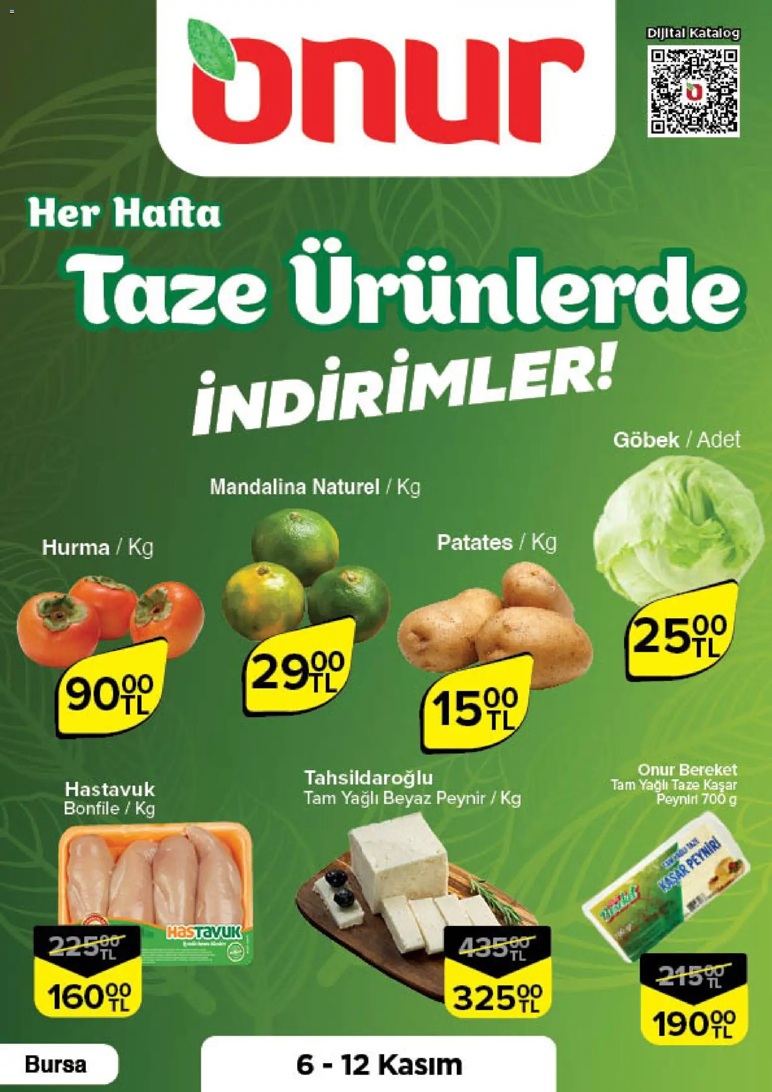 Onur Market Taze Ürünlerde İndirimler - Bursa 06.11.2025 - Broşürünün önizlemesi