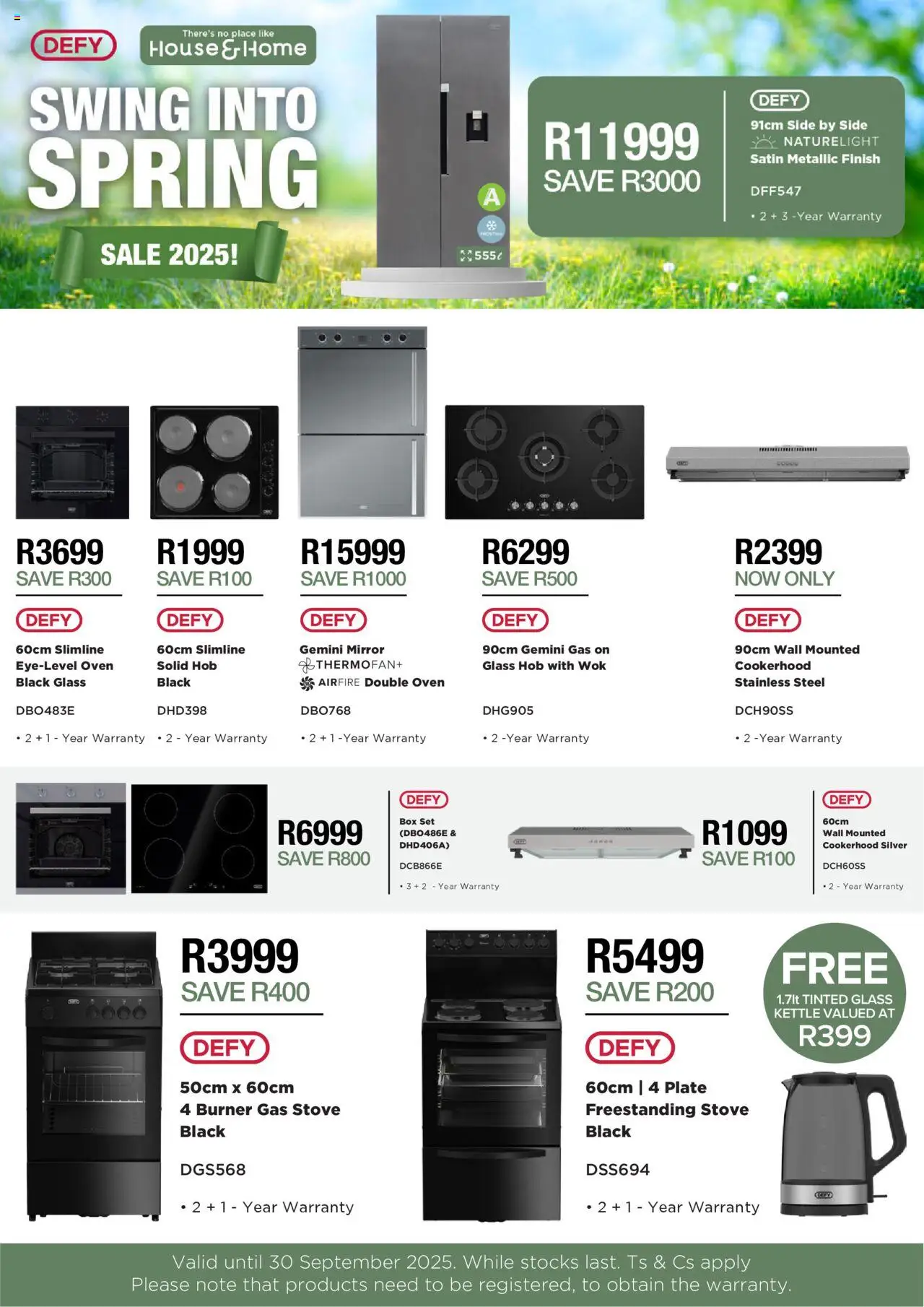 House and Home DEFY Spring Leaflet from 15/09 - 30/09/2025 > Promotions