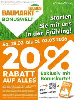 Vorschau von dem Prospekt des Geschäftes Globus Baumarkt, gültig ab dem 28.02.2026