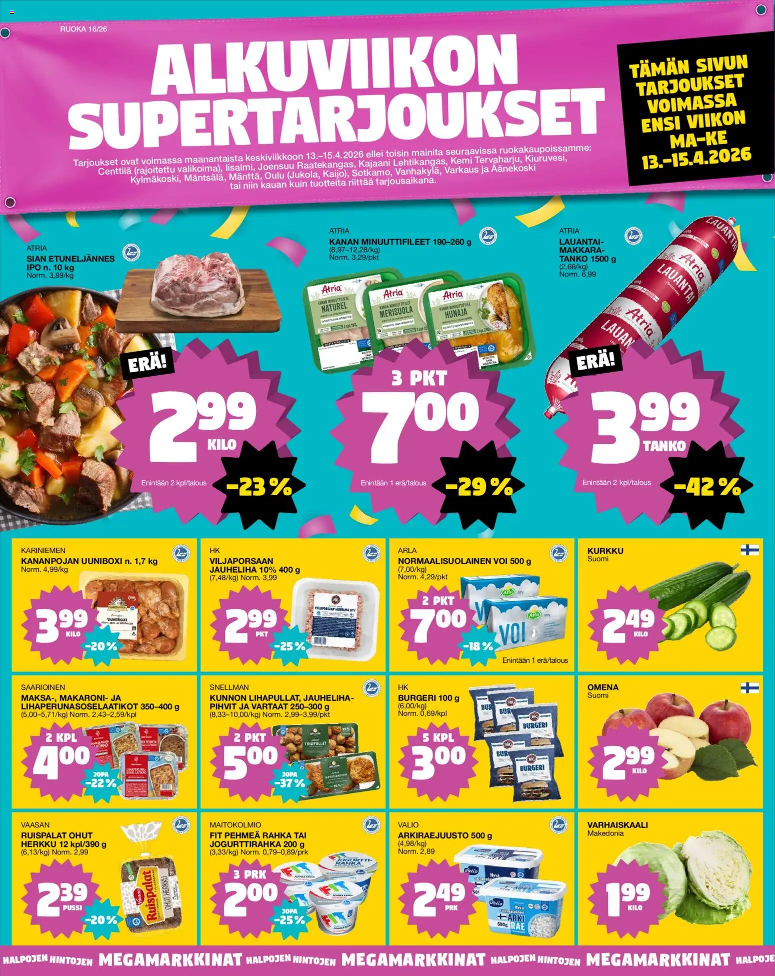 Kaupan Tokmanni Tokmanni ruokatarjoukset esikatselu, voimassa 13/04/2026