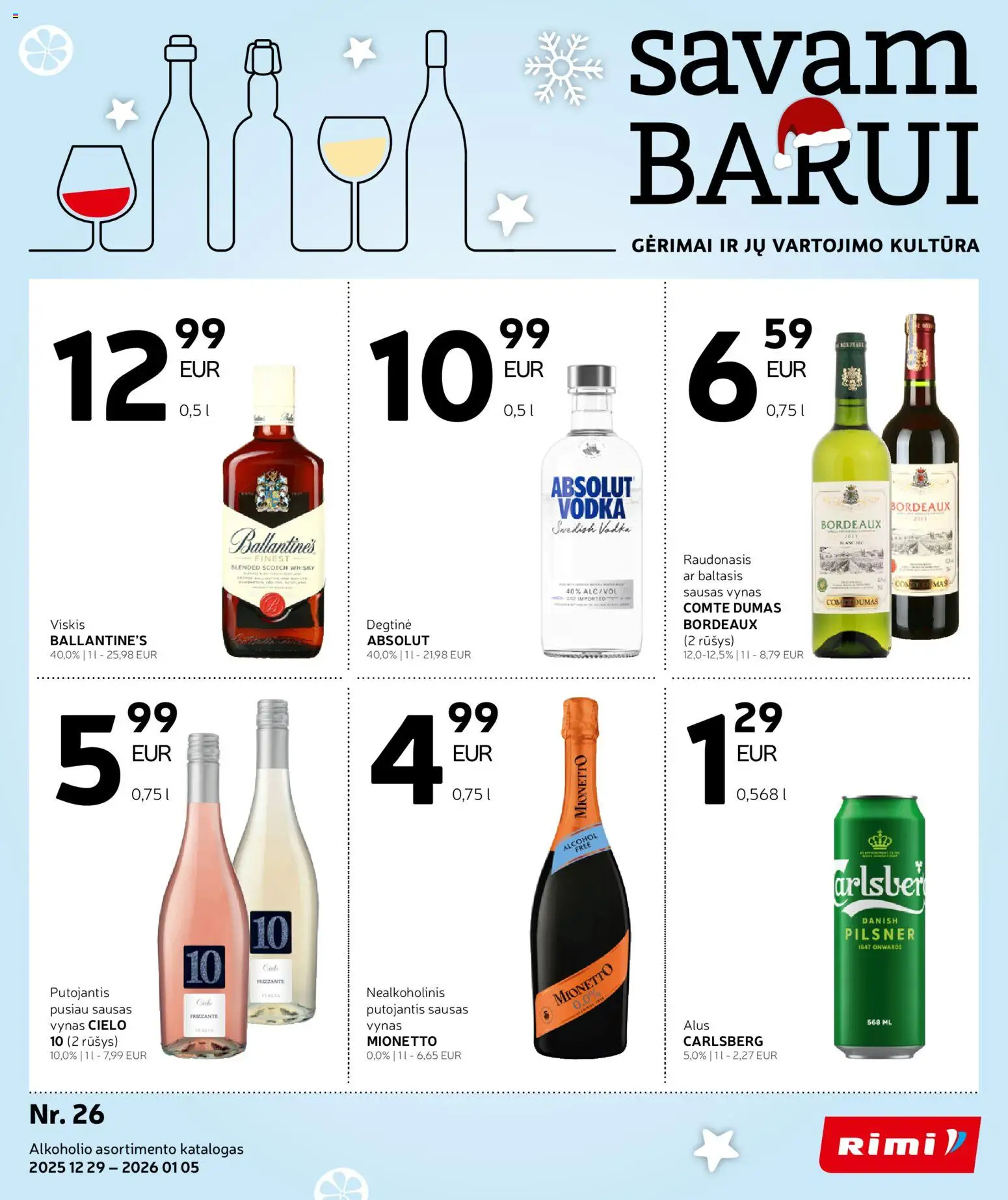 Rimi parduotuvės leidinio Leidinys - Alkoholinių gėrimų galiojančio nuo 2025.12.29 peržiūra