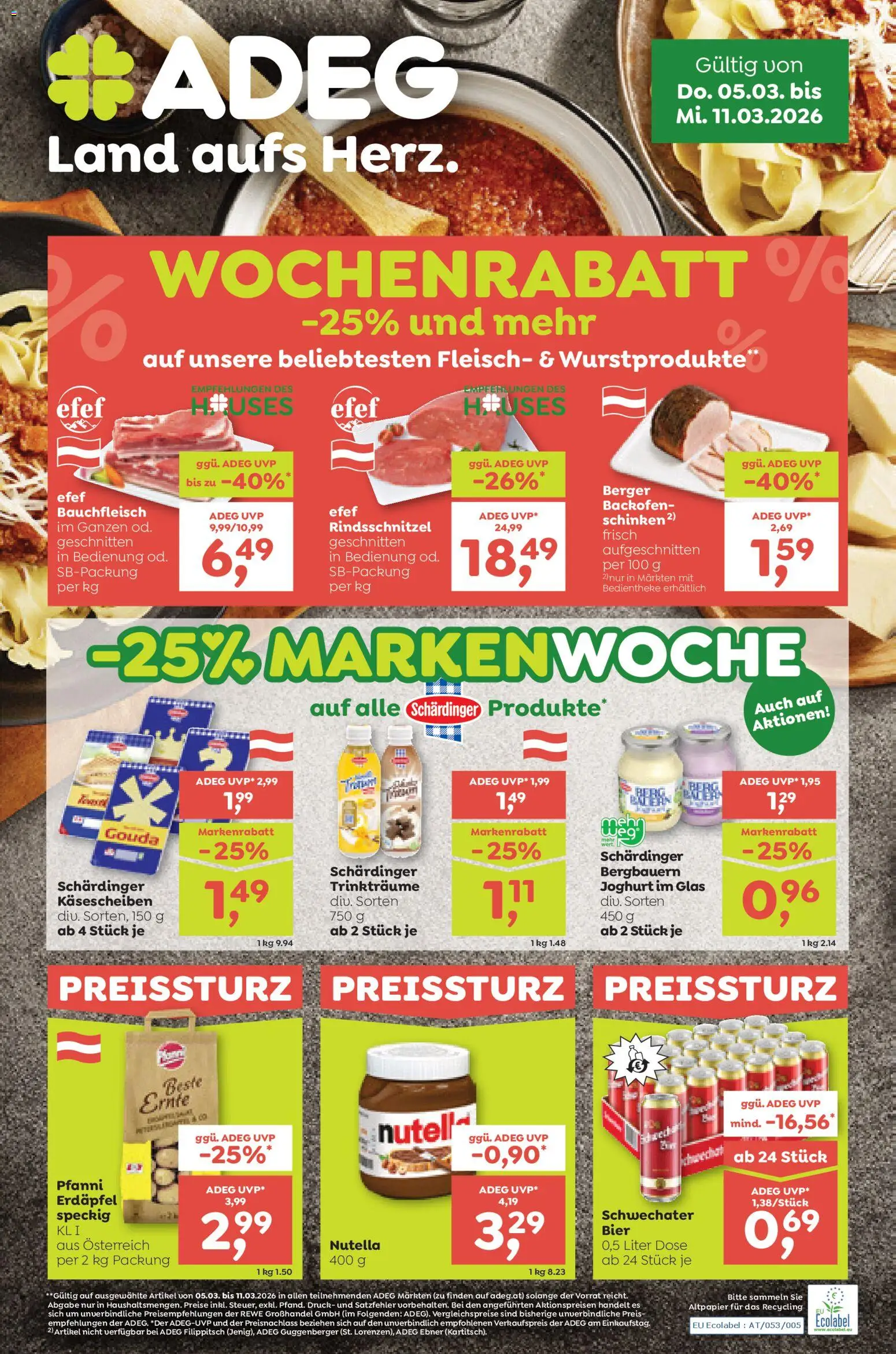 Vorschau der Angebote: ADEG ADEG Flugblatt gültig ab 05.03.2026 - Bier, Nutella, Joghurt, Schinken