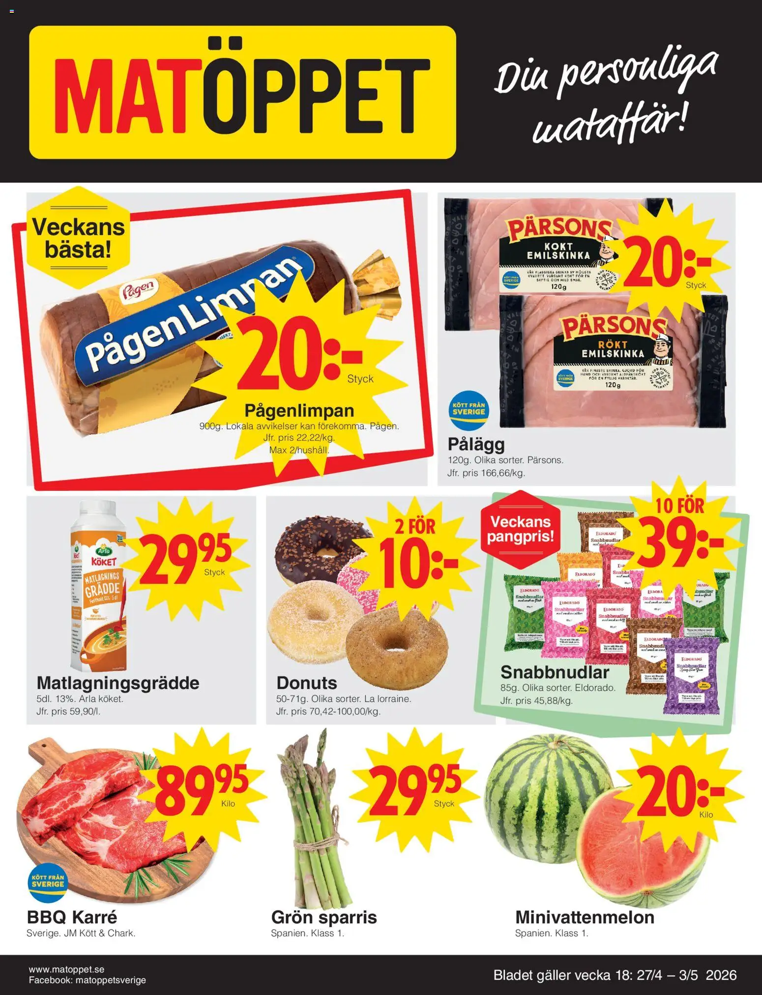 Förhandsgranska reklamblad Matöppet erbjudanden från butik Matöppet gäller från 27/04/2026