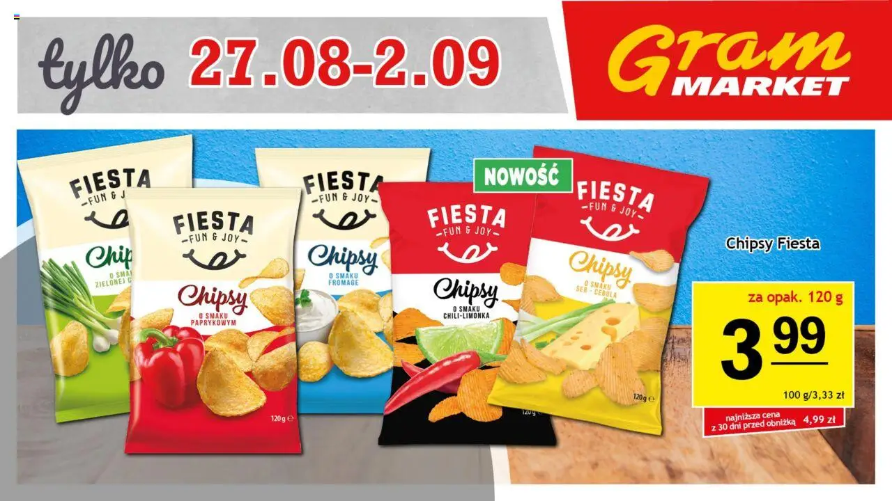 Gram Market Niesłychanie Niskie Ceny od 01.09.2025 - Nowa Gazetka - Numer strony 1 - Chipsy, Ser, Cebula