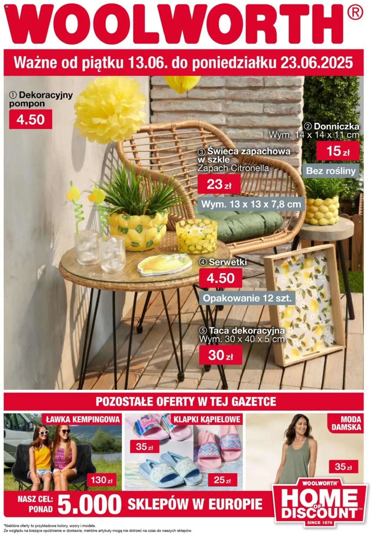 Woolworth Gazetka od 13.06.2025 - Nowa Gazetka - Numer strony 1 - Klapki, Rosliny, Świeca, Zapach, Serwetki