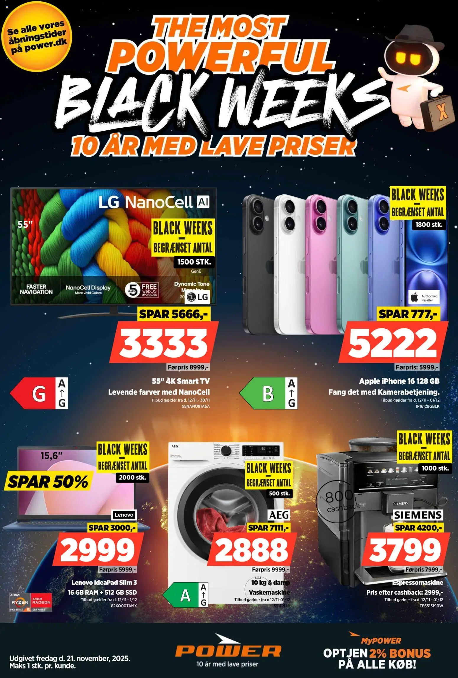 Eksempel på tilbudsavis The most powerful Black Weeks fra butik Power gyldig fra 12/11/2025
