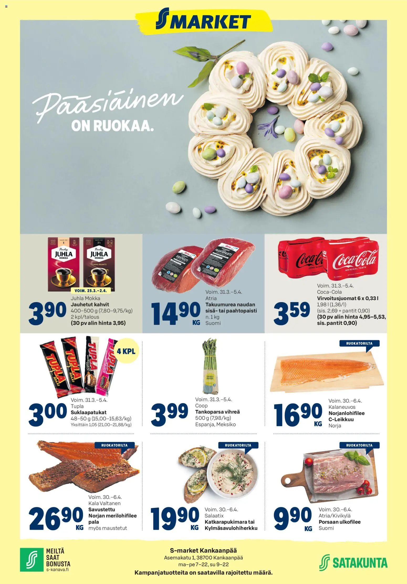 Kaupan S-market S-market tarjoukset esikatselu, voimassa 31/03/2026