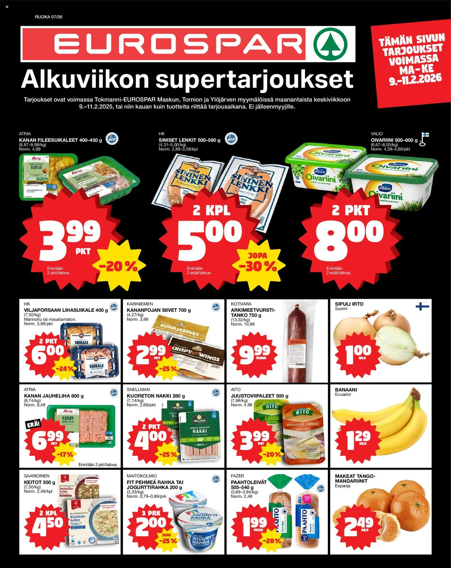 Kaupan Tokmanni EUROSPAR esikatselu, voimassa 09/02/2026