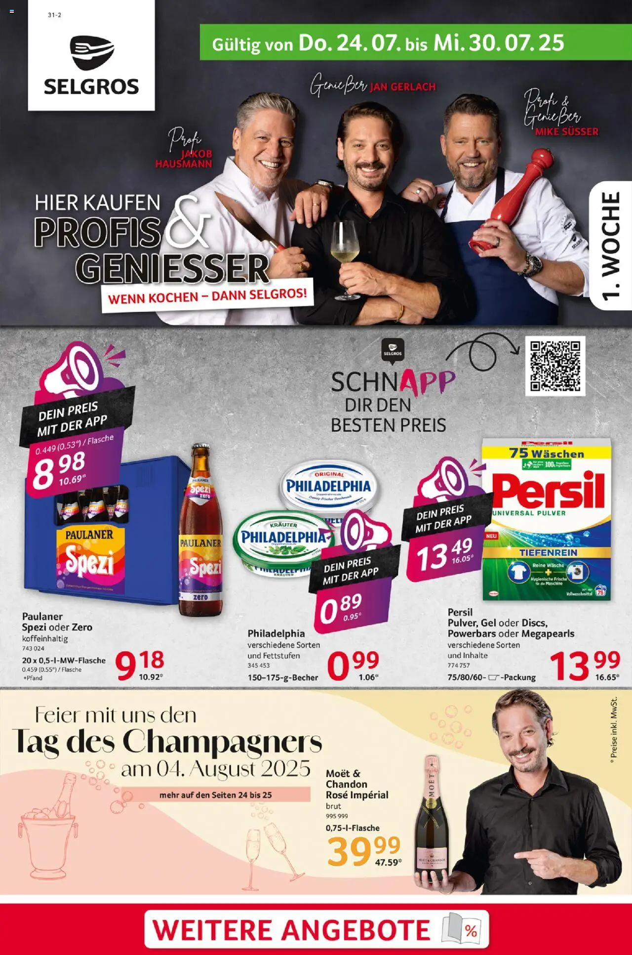 Selgros Prospekt (vom 24.07.2025 - 30.07.2025) - Philadelphia, Paulaner spezi, Paulaner, Persil