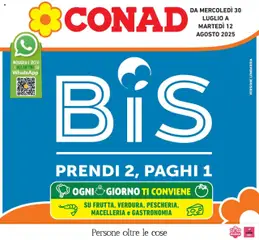Anteprima dell'opuscolo Prendi 2 paghi 1 dal negozio Conad valido da 29/07/2025