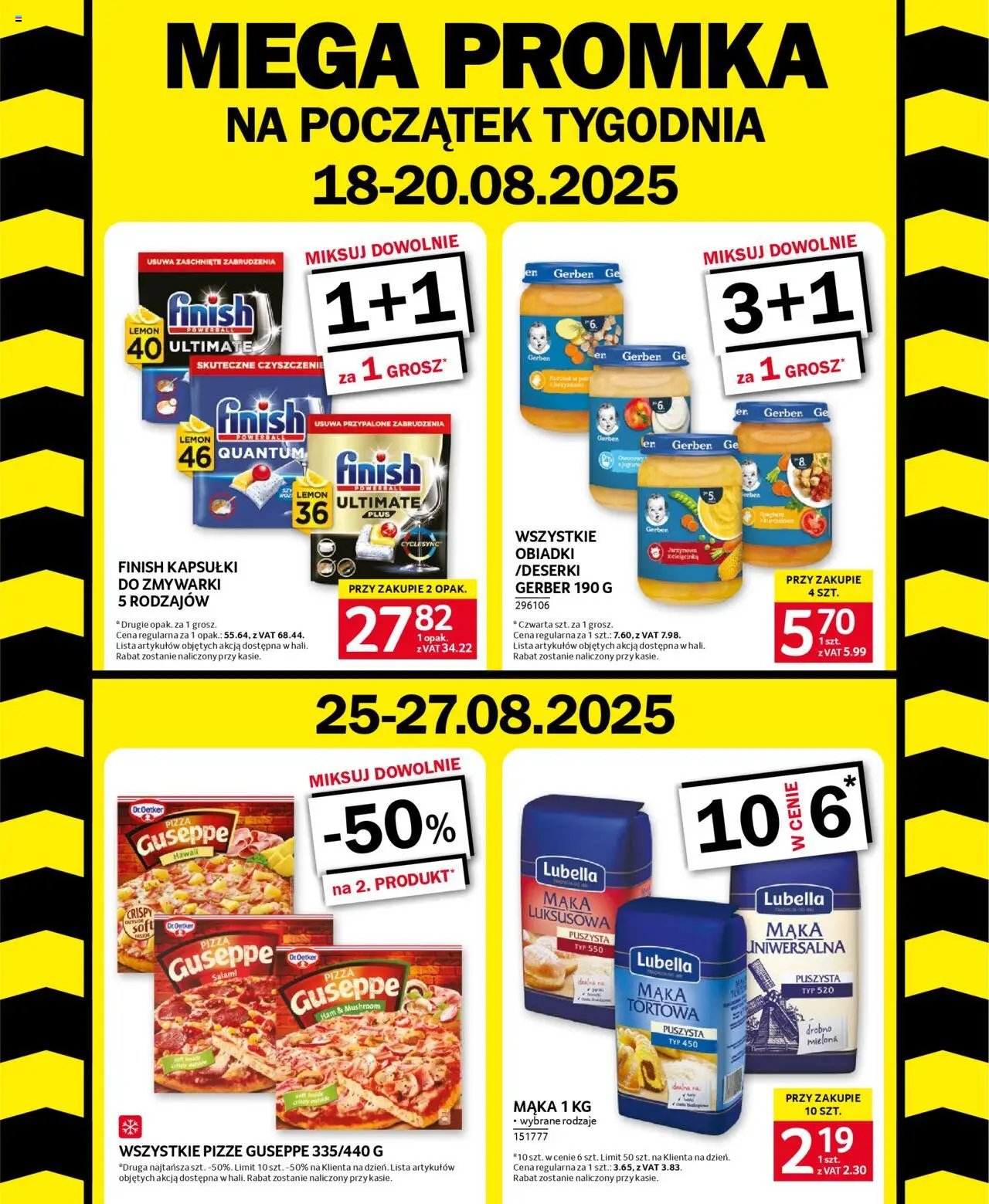 Selgros cash&carry Mega Promka od 18.08.2025 - Nowa Gazetka - Numer strony 1 - Pizza, Mąka, Kurczak, Kapsułki do zmywarki, Salami, Finish, Kapsułki