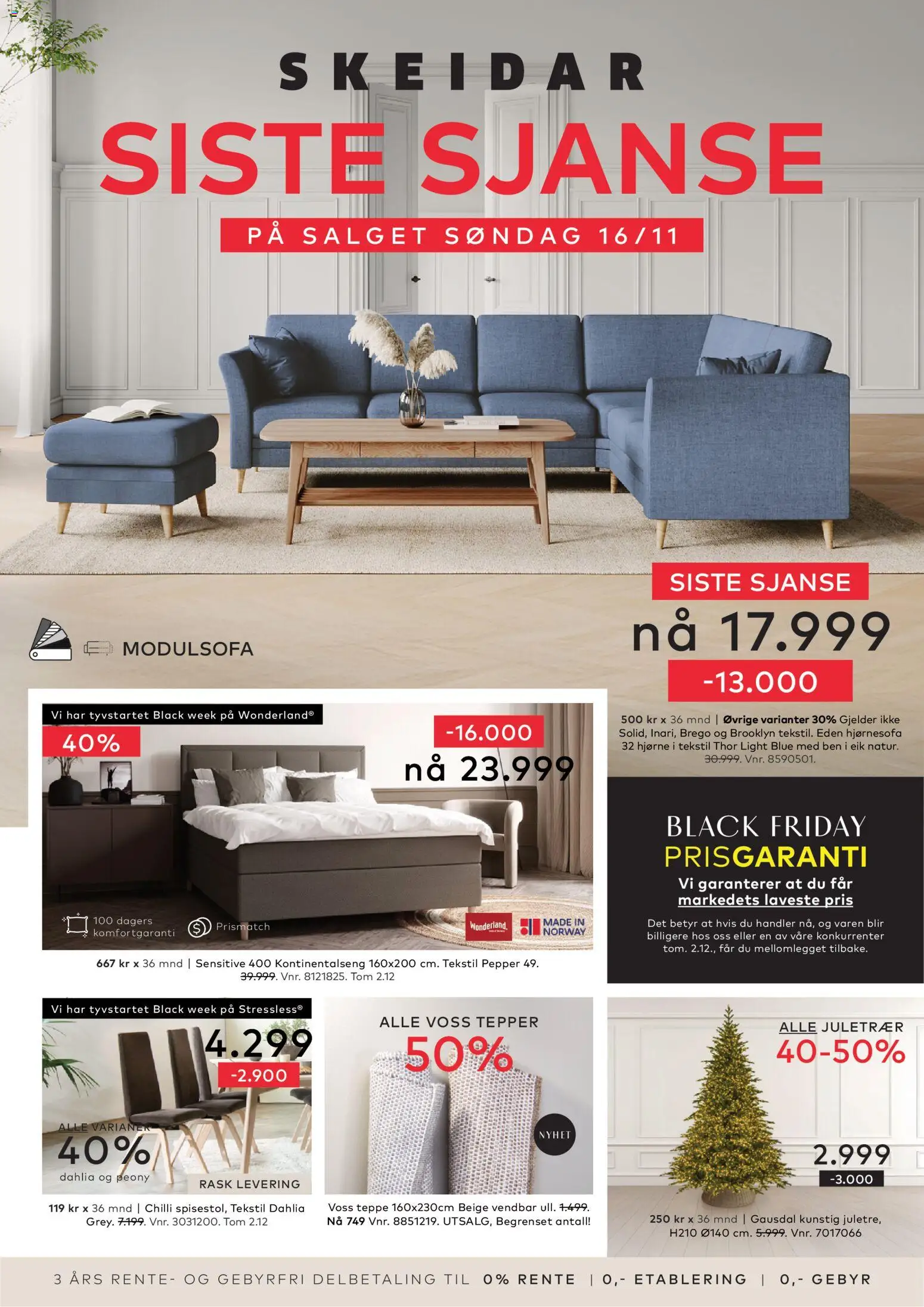Forhåndsvis Kundeavis fra butikk Skeidar gyldig fra 10/11/2025 - Tepper, Kontinentalseng, Hjørnesofa, Chilli, Teppe