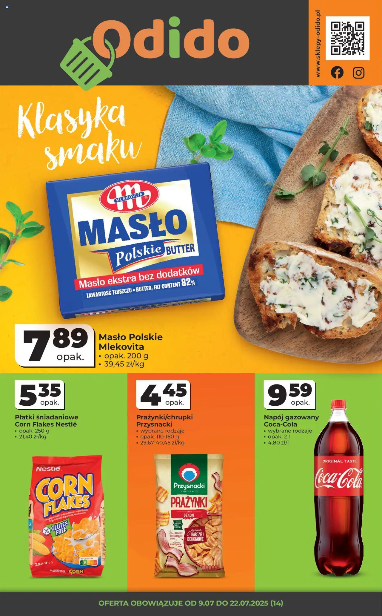 Odido Gazetka od 09.07.2025 - Nowa Gazetka - Numer strony 1 - Masło, Bekon, Płatki śniadaniowe, Płatki, Corn Flakes, Masło Polskie