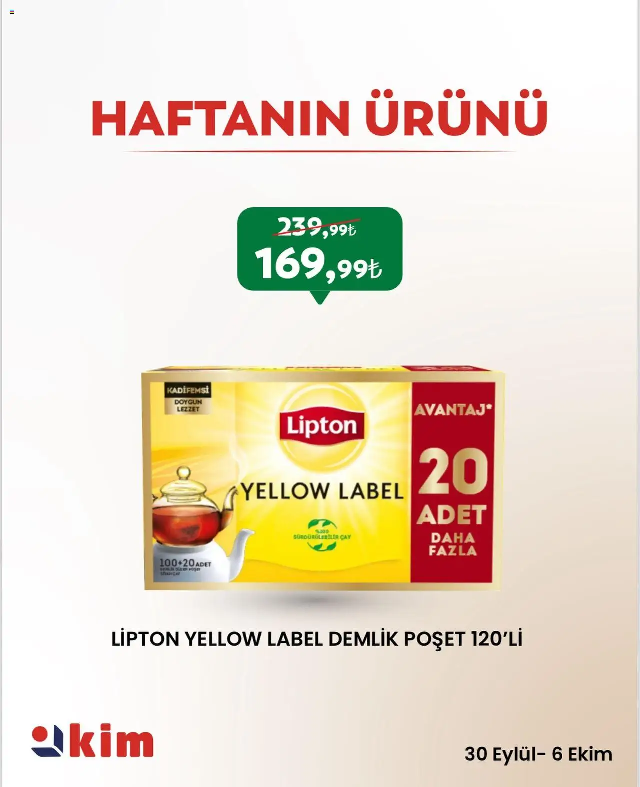 Kim Market Haftanın Ürünü (30 Eylül 2025) > Broşür, Indirim - Sayfa numarası 1 - Çay, Demlik