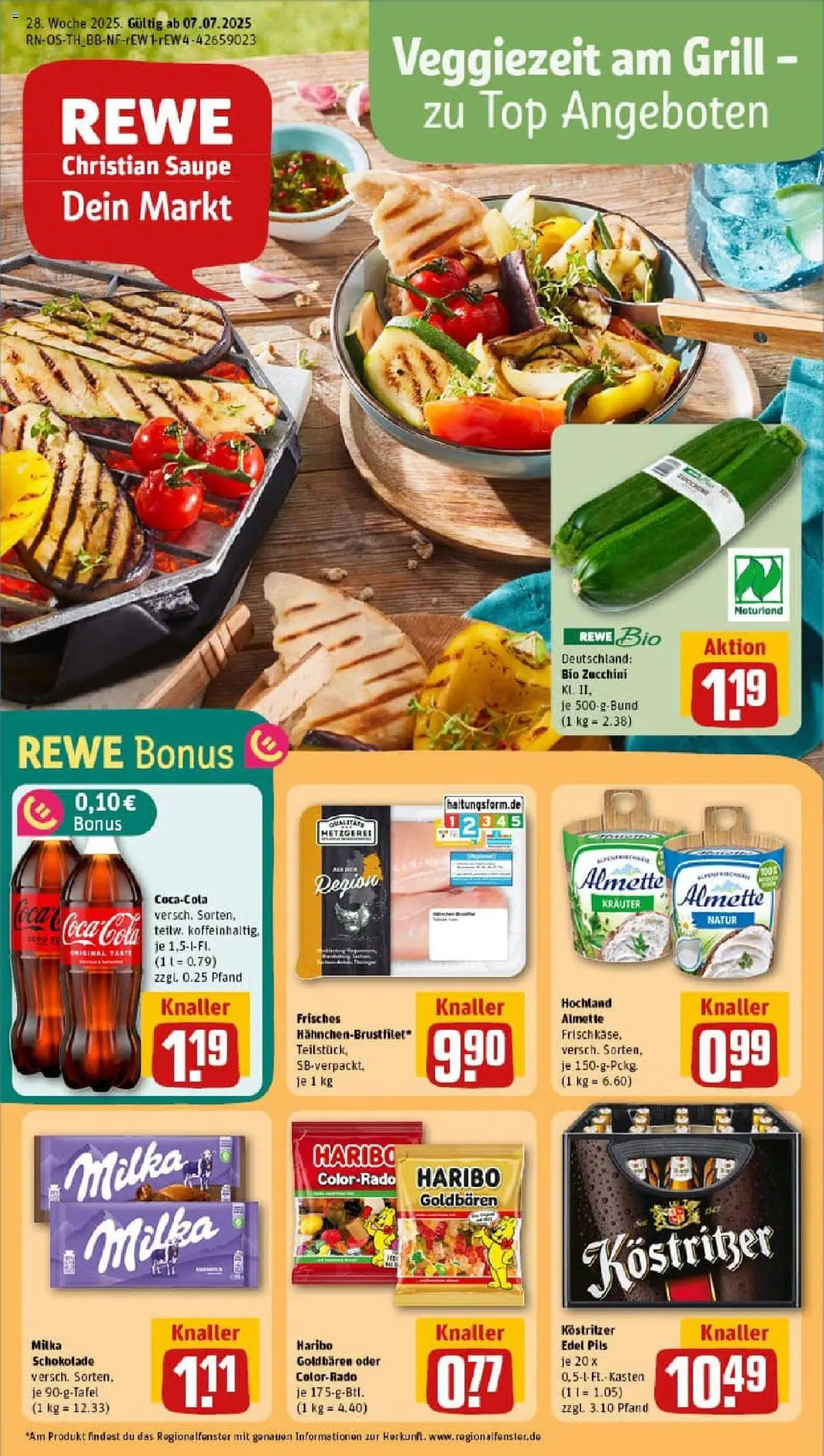REWE Prospekt ab 06.07.2025 nächste Woche - Prospekt Meuselwitz - Schokolade, Haribo, Zucchini, Top, Milka schokolade, Milka, Pils, Kostritzer