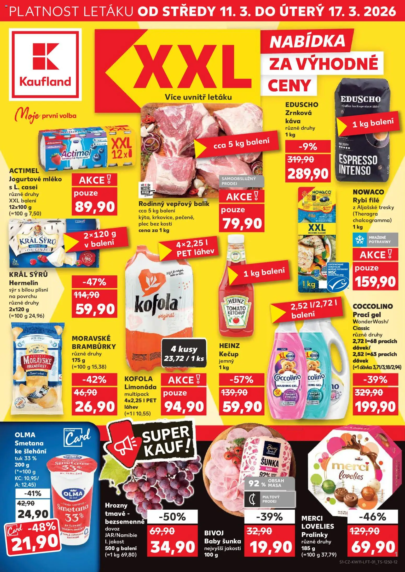 Náhled nabídky: Kaufland Kaufland leták platný od 11.03.2026 - Kuchyně, Smetana, Merci, Kečup, Bramburky, Hrozny, Rybí filé, Plec bez kosti