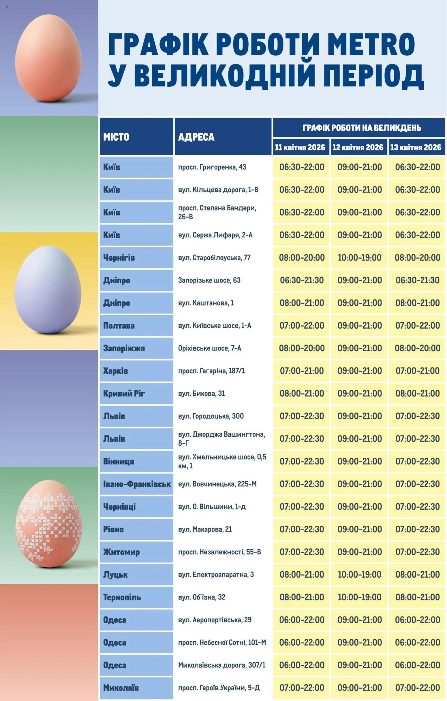Попередній перегляд каталогу Metro - График роботи на Великдень з магазину Metro дійсний від 11.04.2026