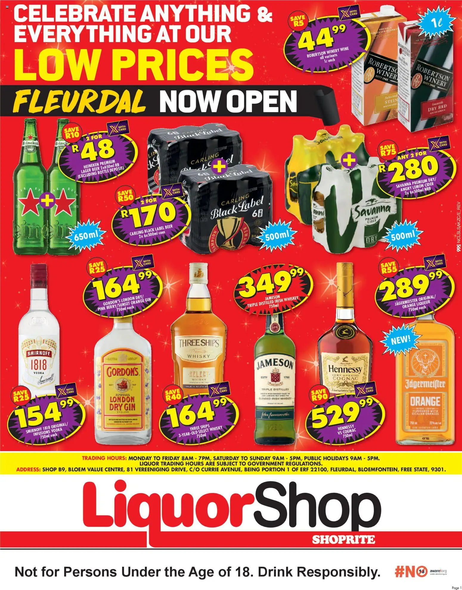 Shoprite Fleurdal LiquorShop Specials 27/10 - 09/11/2025 >> Catalogue