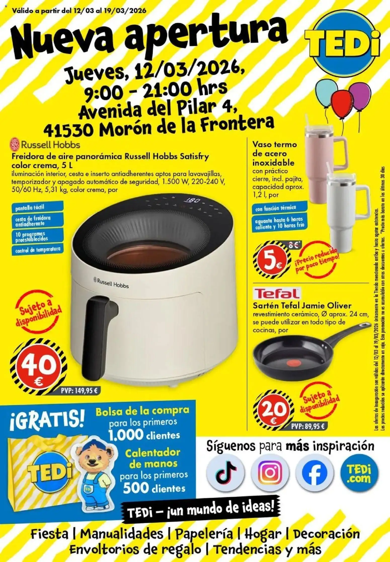 Vista previa del folleto de la tienda TEDi válido desde el 12/03/2026 - Bolsa, Freidora de aire, Decoración, Iluminación, Cesta, Freidora