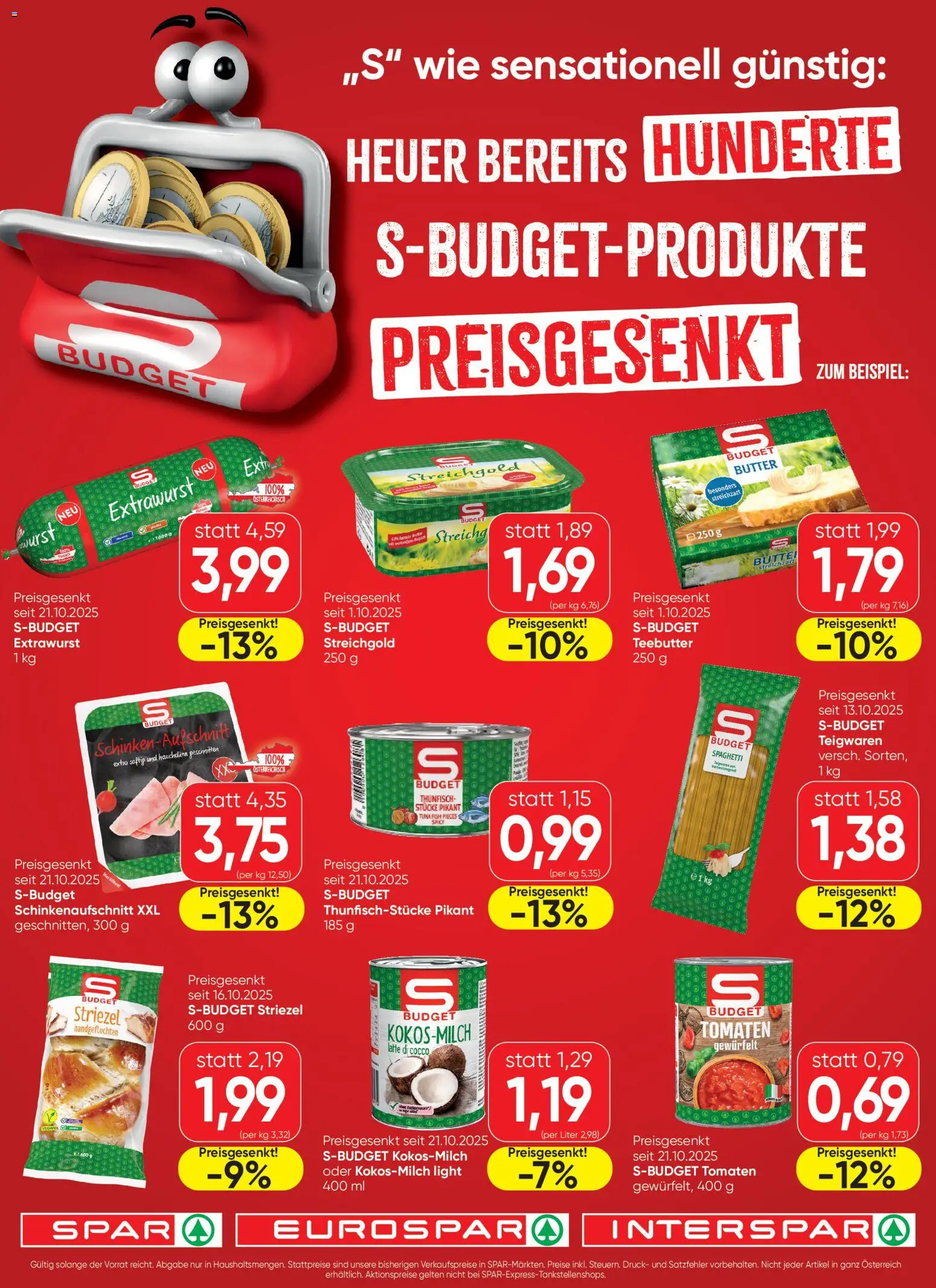  SPAR Flugblatt 27.10.2025 - Prospekt "Steiermark Preissenkung" - Seite 1