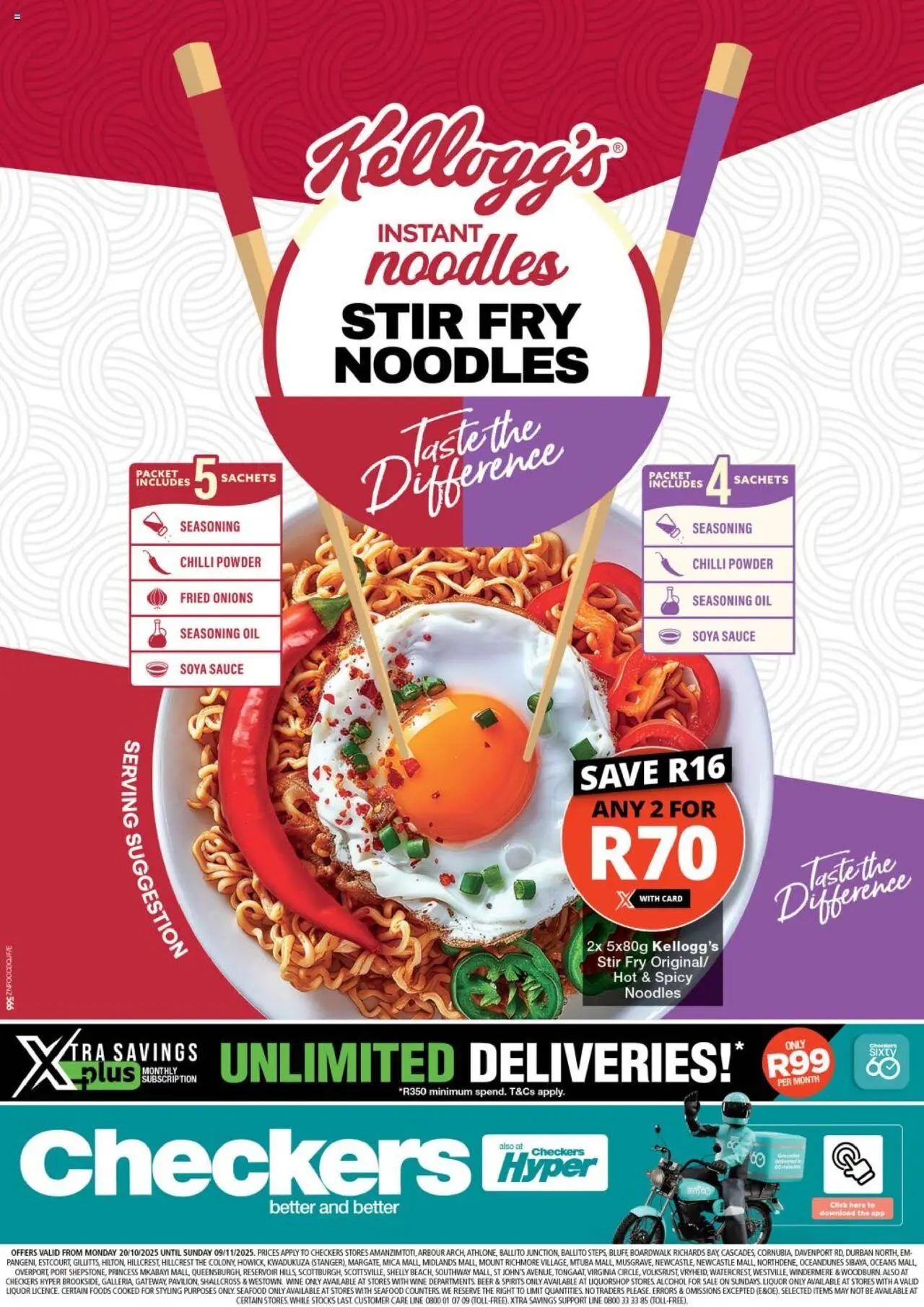 Checkers Kwazulu Natal - Kellogg's Instant Noodles Promotion 20/10 - 09/11/2025 >> Catalogue