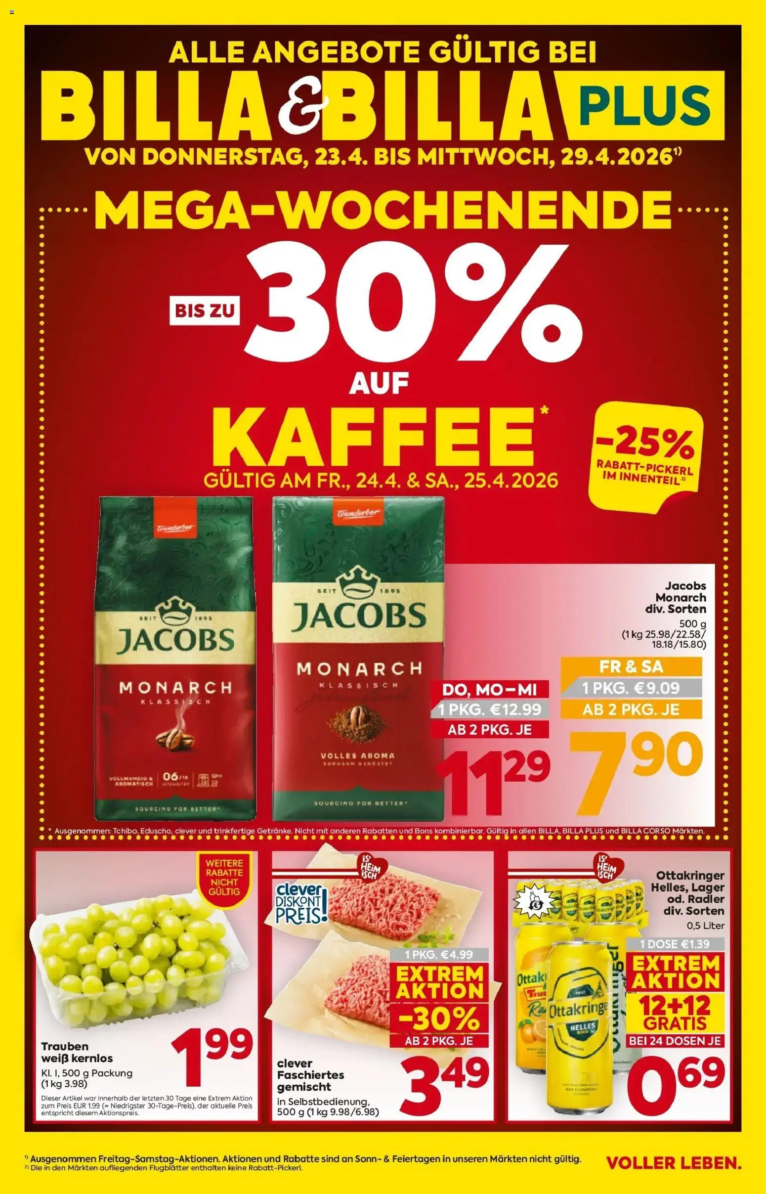 Vorschau der Angebote: Billa BILLA: Flugblatt gültig bei BILLA & BILLA PLUS gültig ab 22.04.2026 - Kaffee, Radler