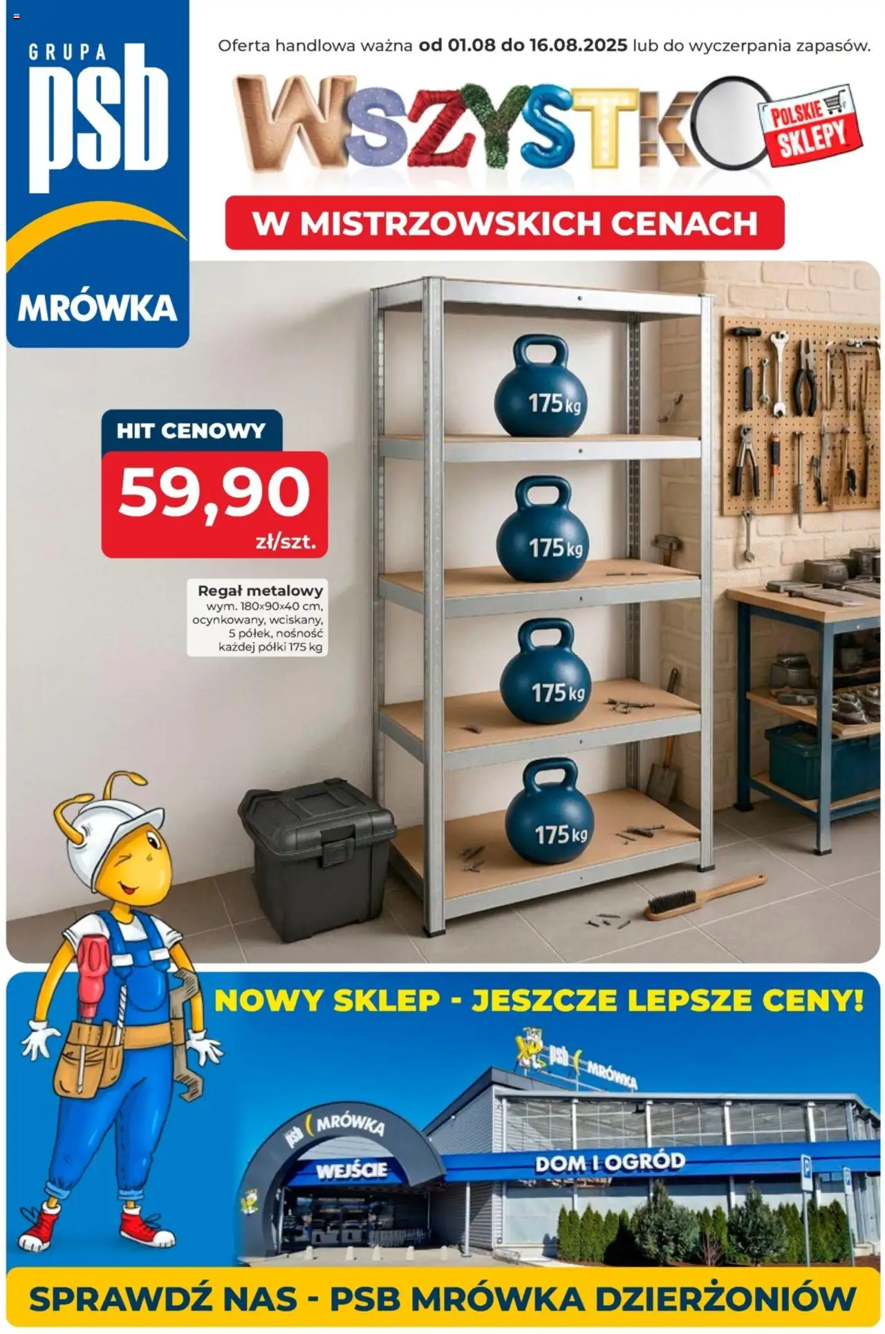 Pogląd gazetki "Dzierżoniów" ze sklepu Mrówka ważnej od 01.08.2025 - Regał metalowy, Regał