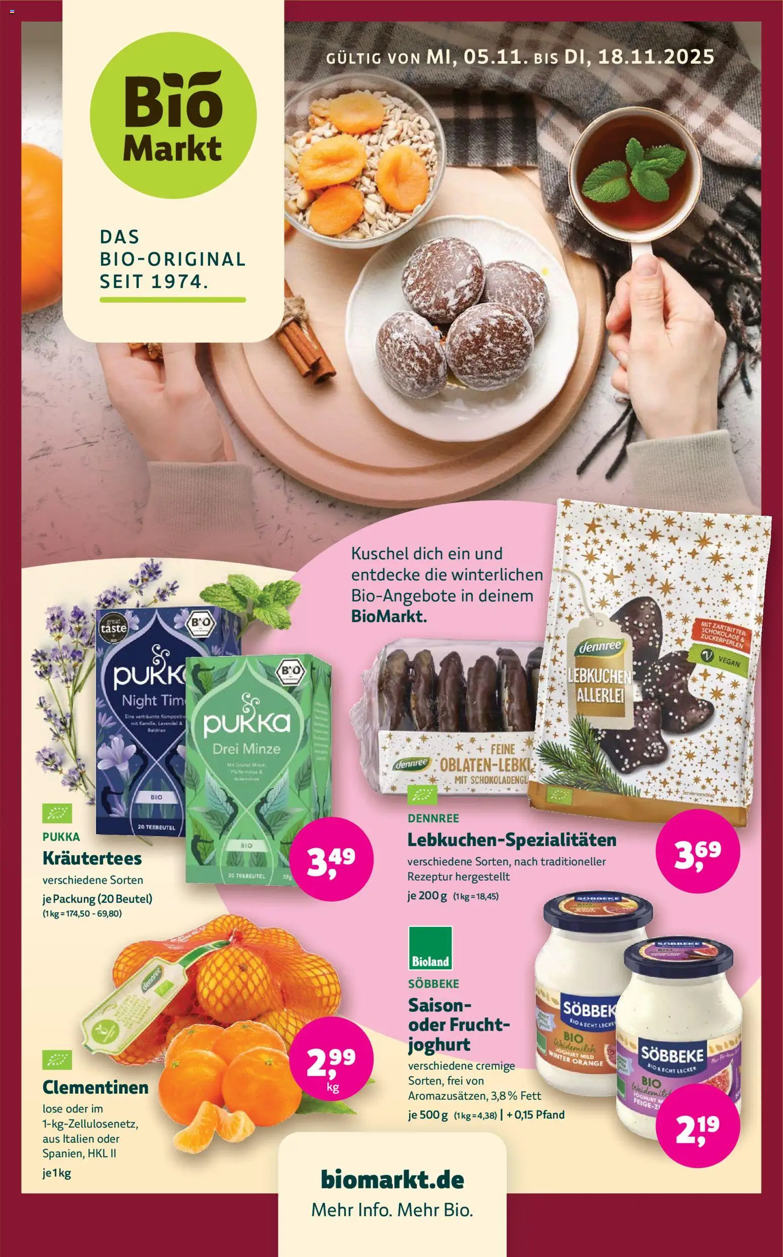 Vorschau von dem Prospekt des Geschäftes BioMarkt, gültig ab dem 05.11.2025 - Schokolade, Joghurt, Lavendel