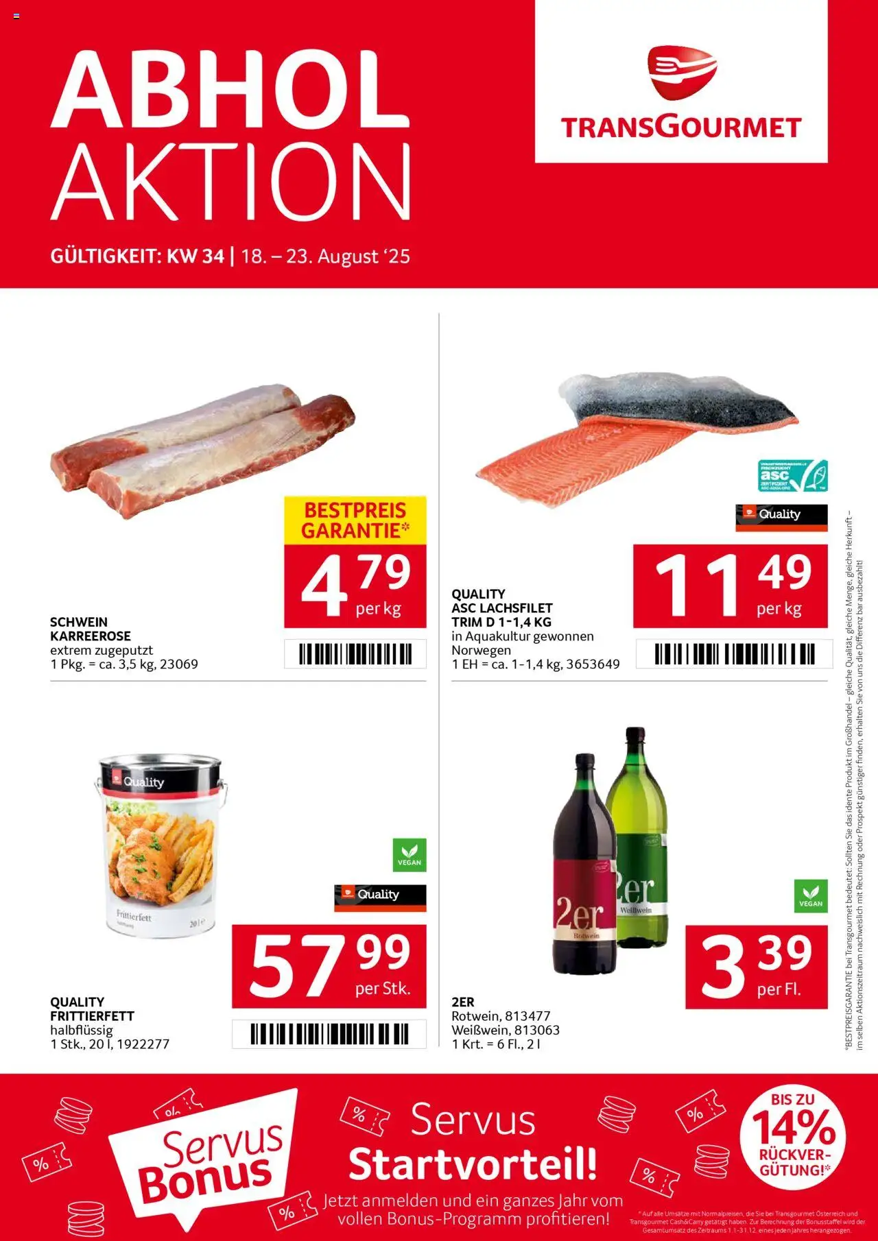  Transgourmet Flugblatt ab (17.08.2025 - 23.08.2025) - Seite 1 - Lachsfilet