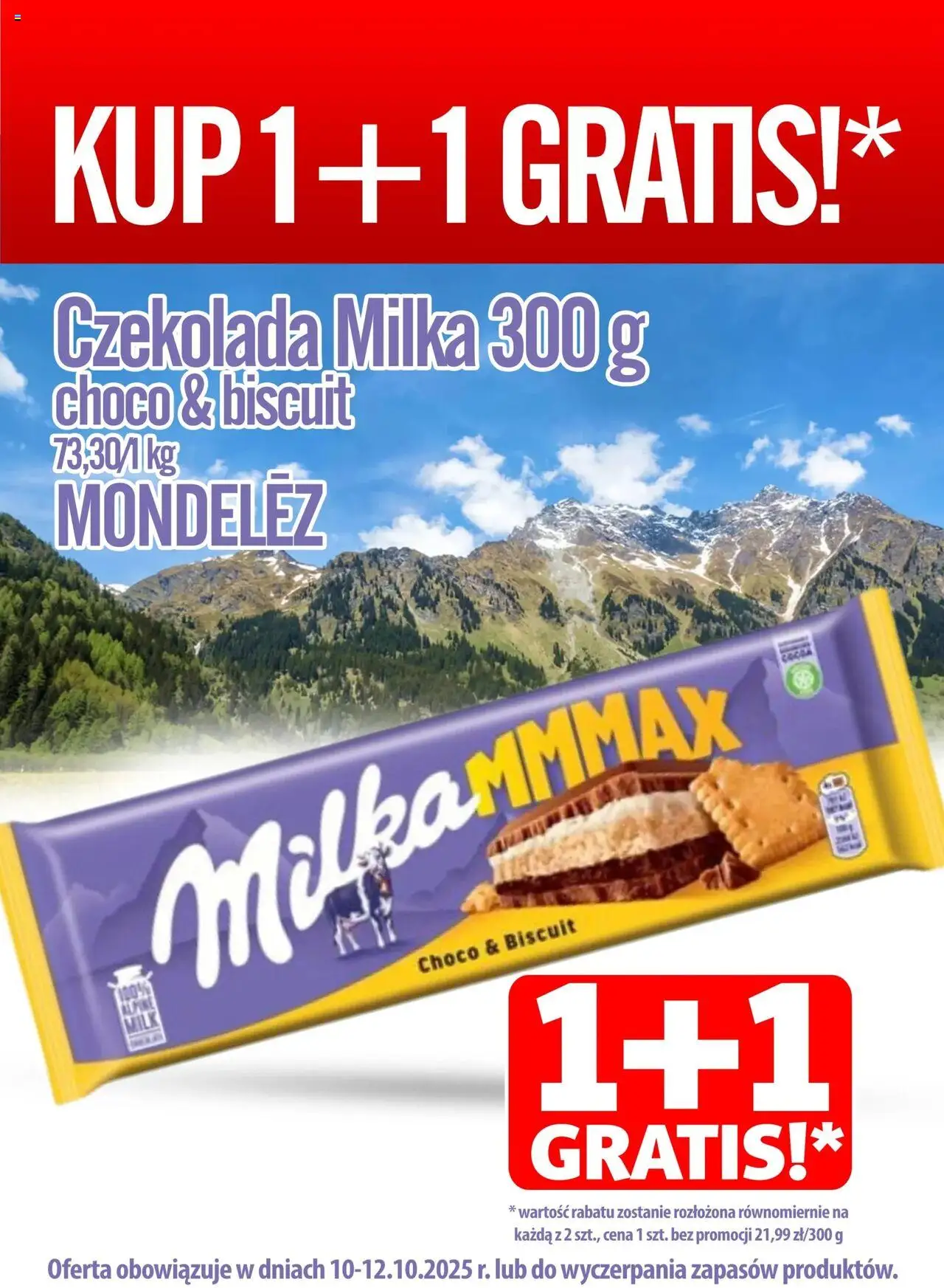 Prim Market Promocja - Czekolada Milka Choco & Biscuit 300g od 10.10.2025 - Nowa Gazetka - Numer strony 1 - Czekolada, Milka, Czekolada milka