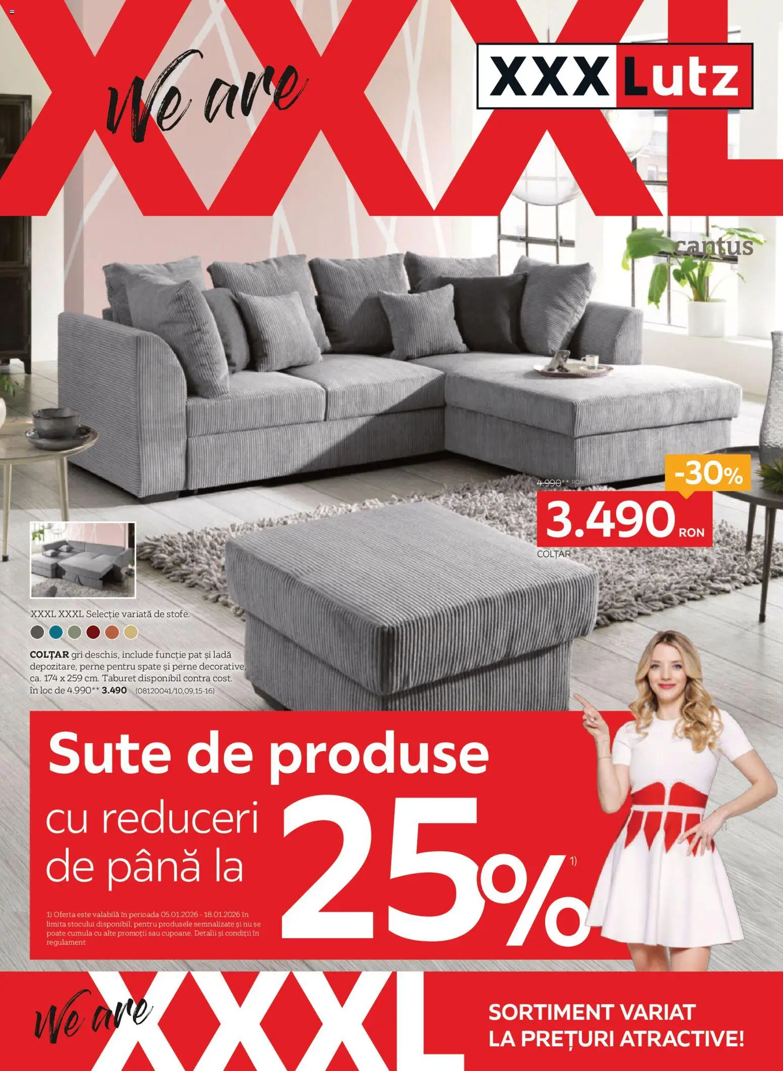Previzualizarea de cataloage: XXXLutz Catalog nou valabil de la 05.01.2026 - Pat, Taburet, Perne, Colțar