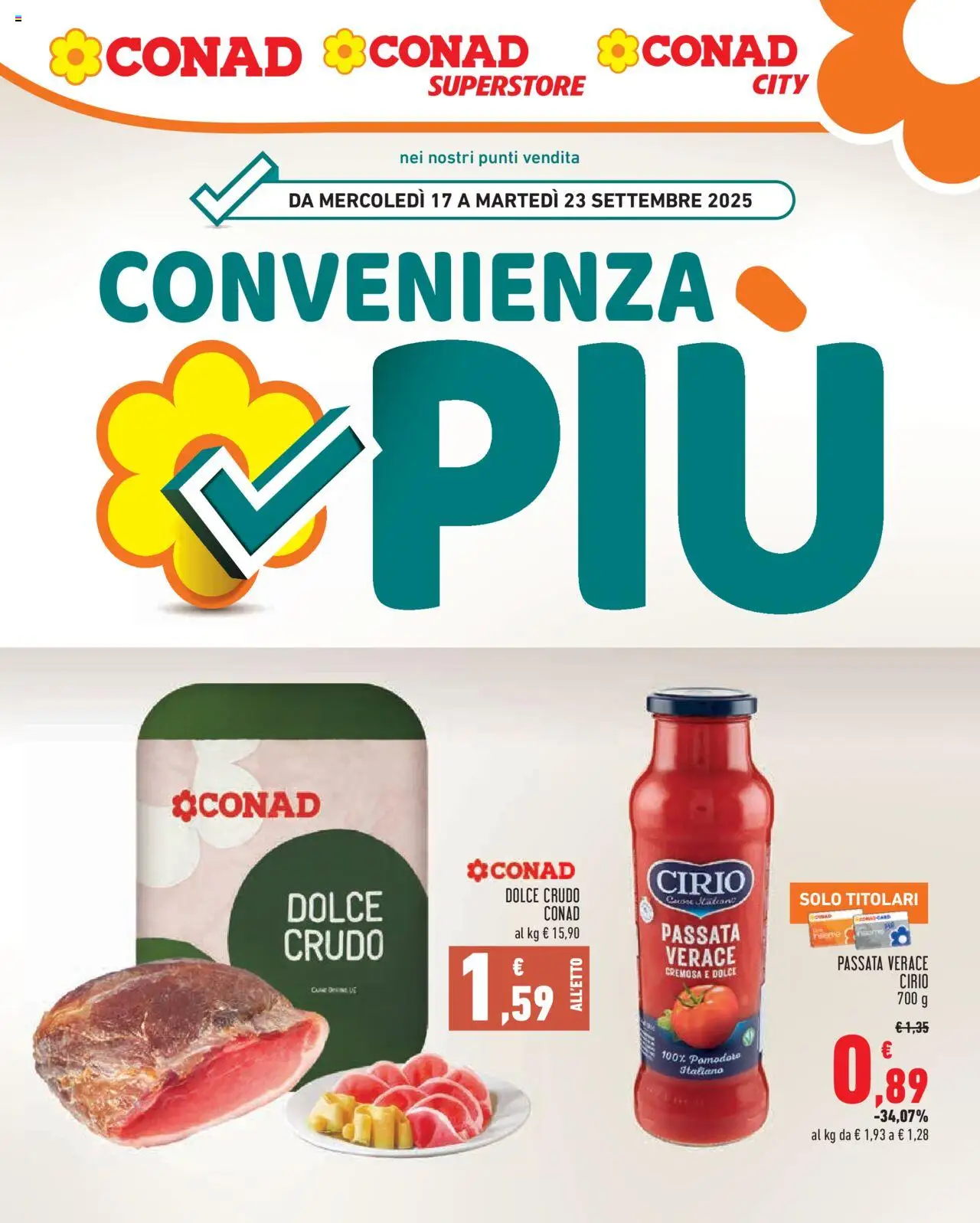 Volantino Conad valido da 17/09/2025 numero di pagina 1 - Pomodoro
