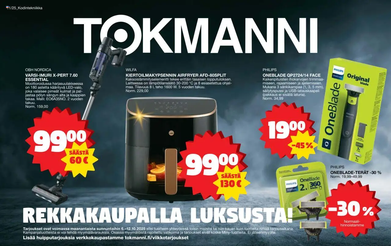 Tokmanni-kaupan Kodintekniikkaliite voimassa 06/10/2025 - Sivulla 1