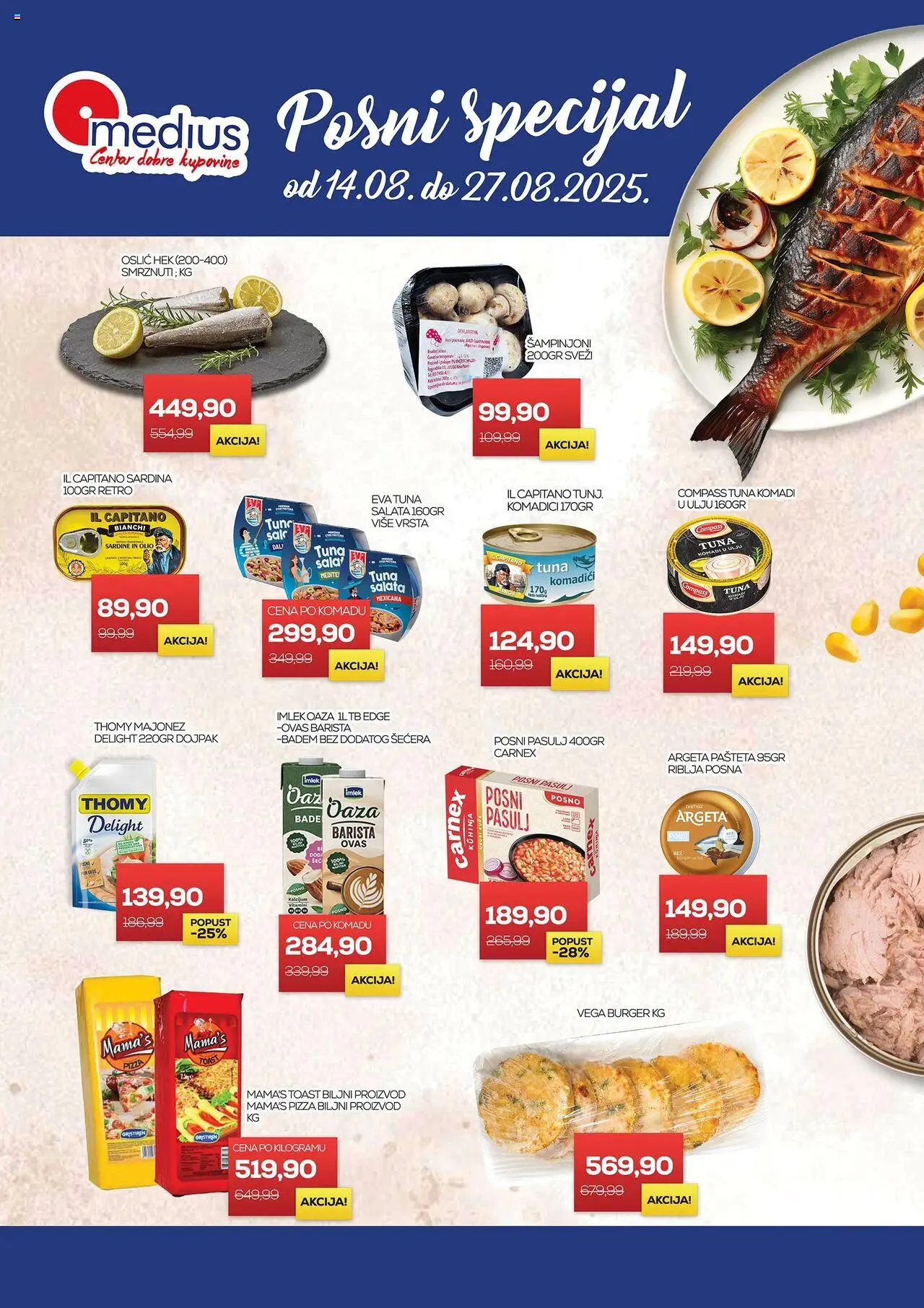 Medius katalog važi od 14.08.2025 - stranica 1 - Burger, Badem, Kuhinja, Tuna, Salata, Majonez, Sardina, Šampinjoni