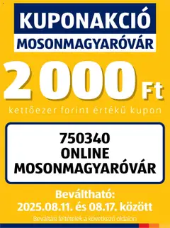 Aldi - Kupón Akció | Mosonmagyaróvár megtekintése, amely érvényes 2025.08.11.-től