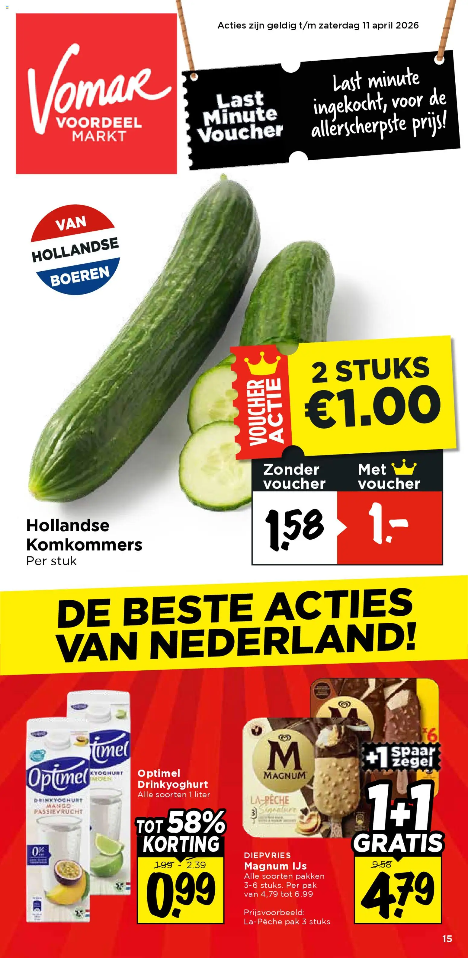 Voorbeeld van Vomar folder - Weekend folder van winkel Vomar geldig vanaf 09-04-2026 - Ijs, Komkommers, Magnum, Magnum ijs