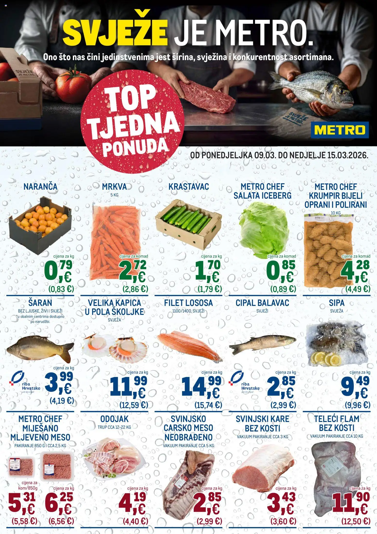 Pregled letka METRO HR - Ultra svježa ponuda trgovine Metro vrijedi od 09.03.2026