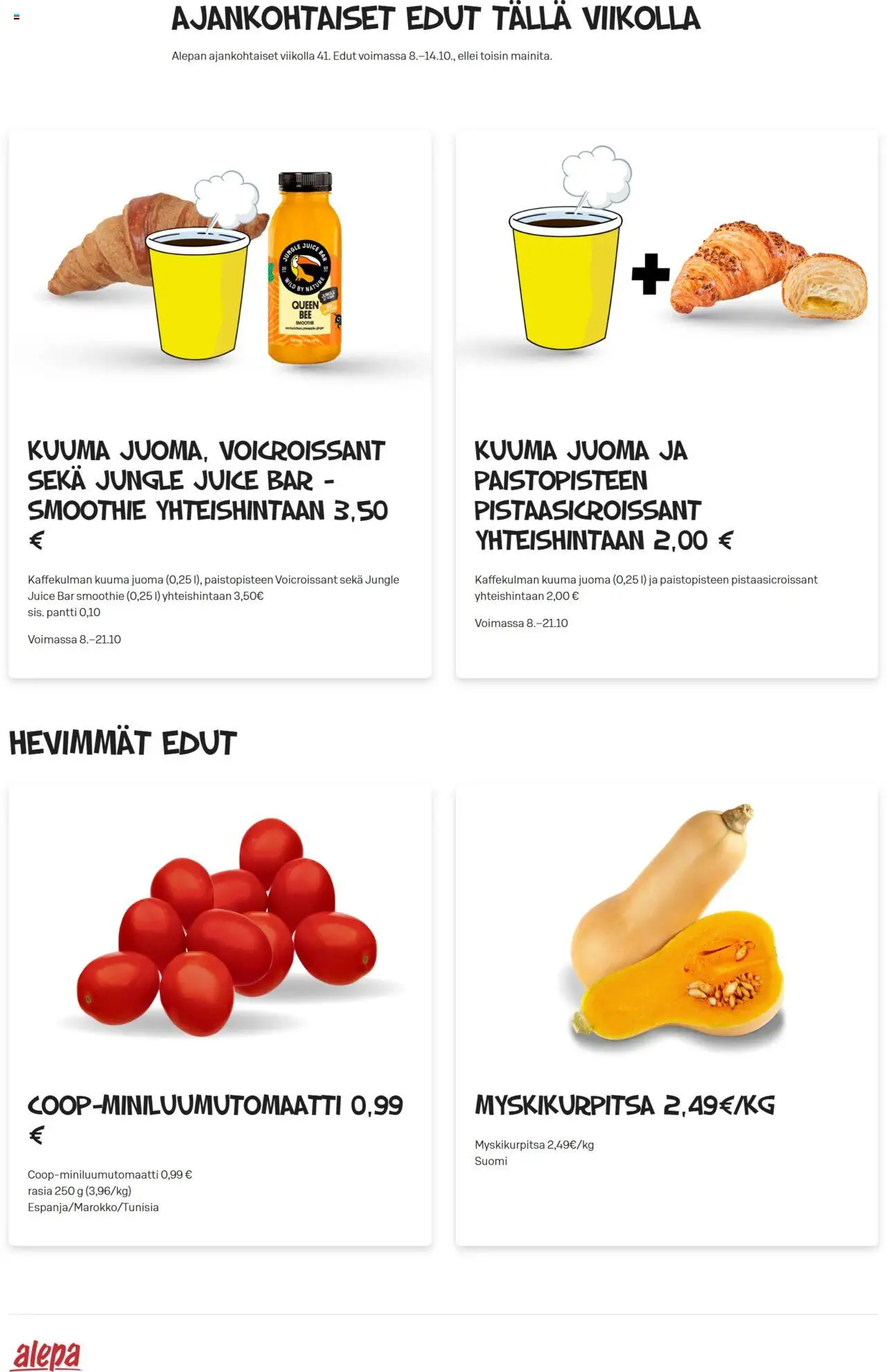 Alepa-kaupan Tarjoukset voimassa 08/10/2025 - Sivulla 1