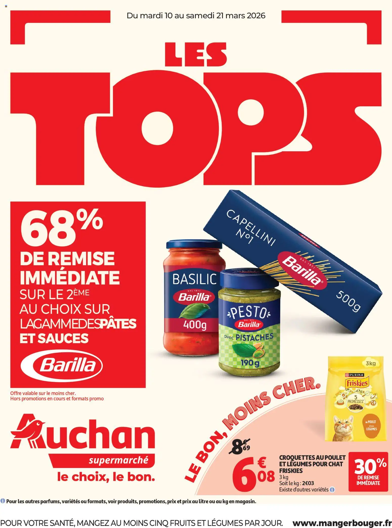 Prévisualisation de Auchan Top produits supers du magasin Auchan formulaire valide 10/03/2026 - Poulet, Fruits, Croquettes, Sauces, Barilla, Pistaches