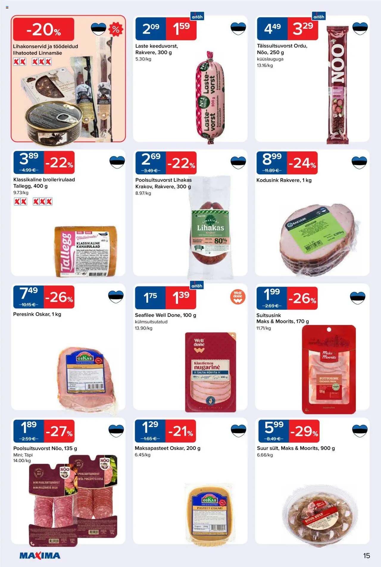 Maxima kliendilehe eelvaade alates 2025.10.14