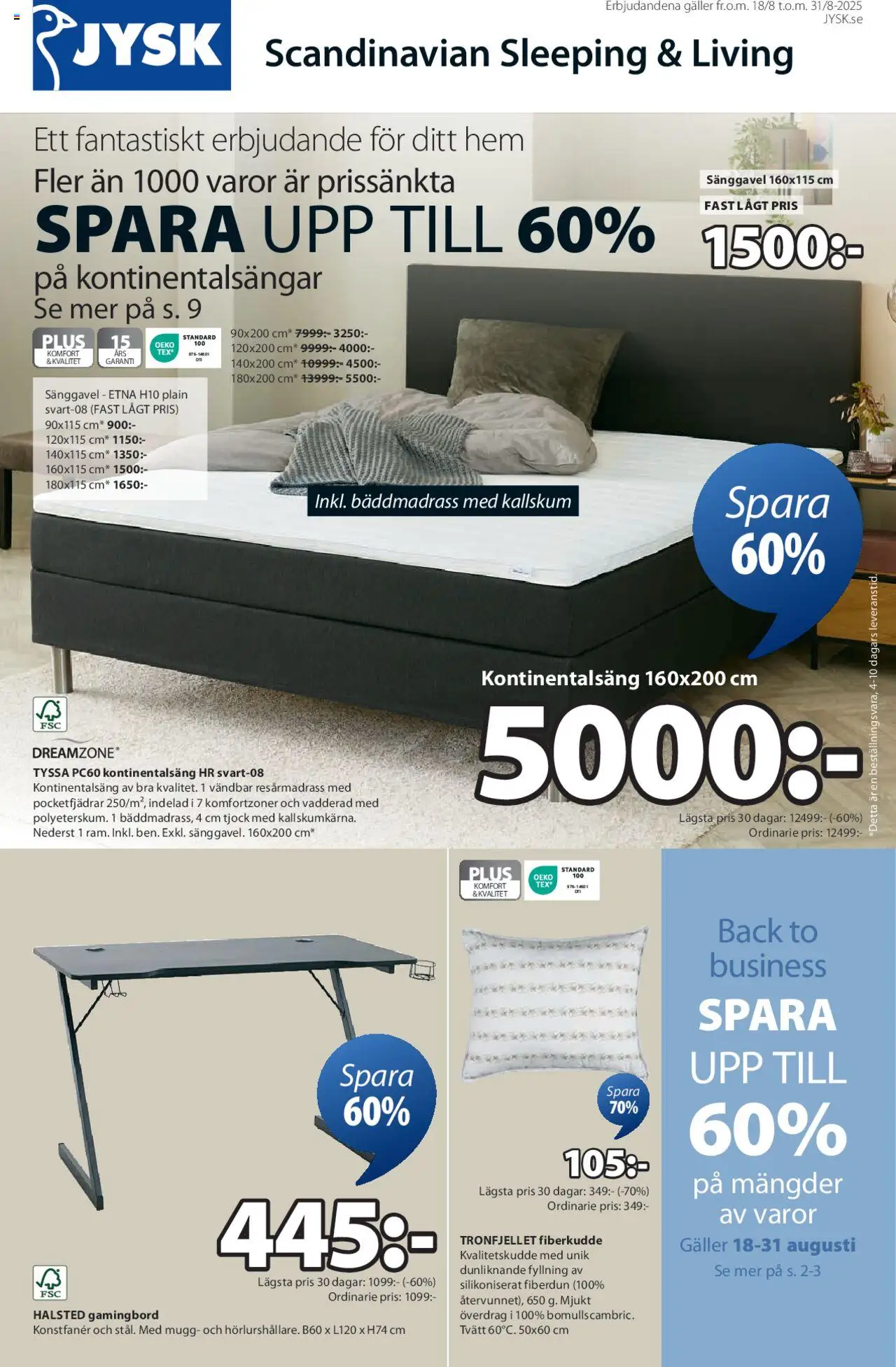 Aktuella reklamblad JYSK är giltig 18/08 2025 > Veckans Erbjudanden gäller från 18/08/2025 till 31/08/2025 sidnummer 1