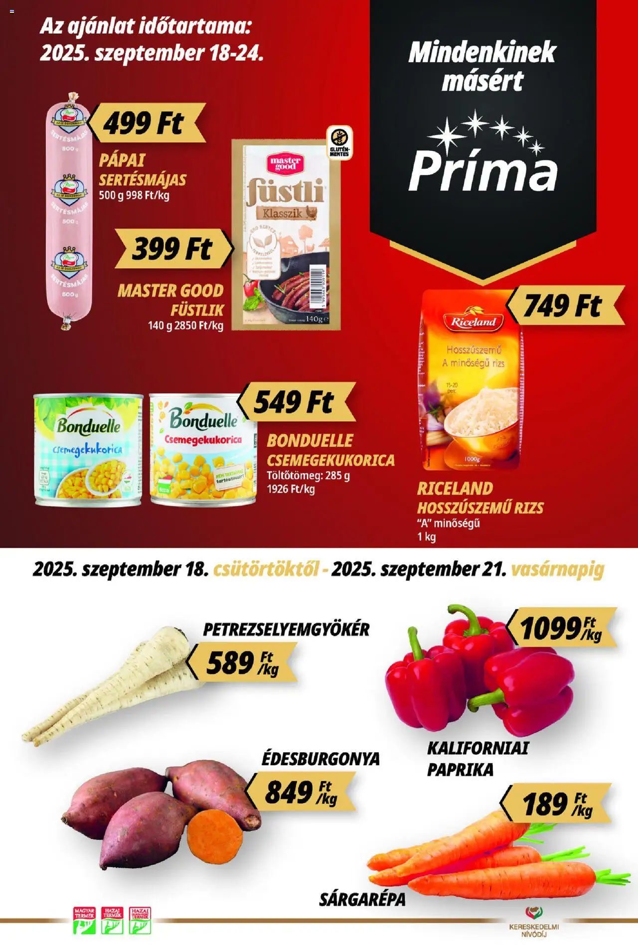 CBA Príma aktuális szórólap, érvényes 2025.09.18.-től - 1 oldal