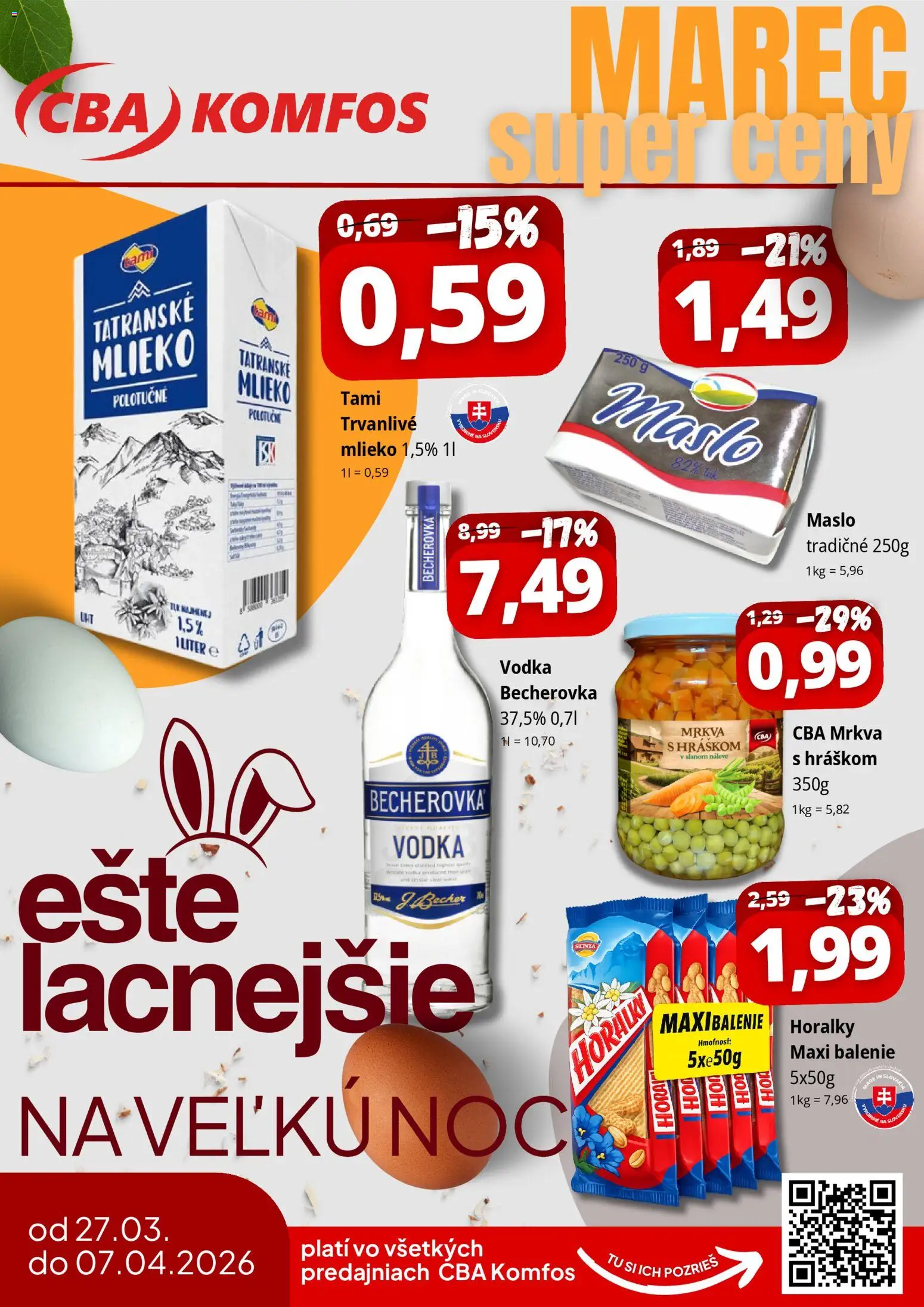 Náhľad CBA Komfos letáku platného od 27.03.2026