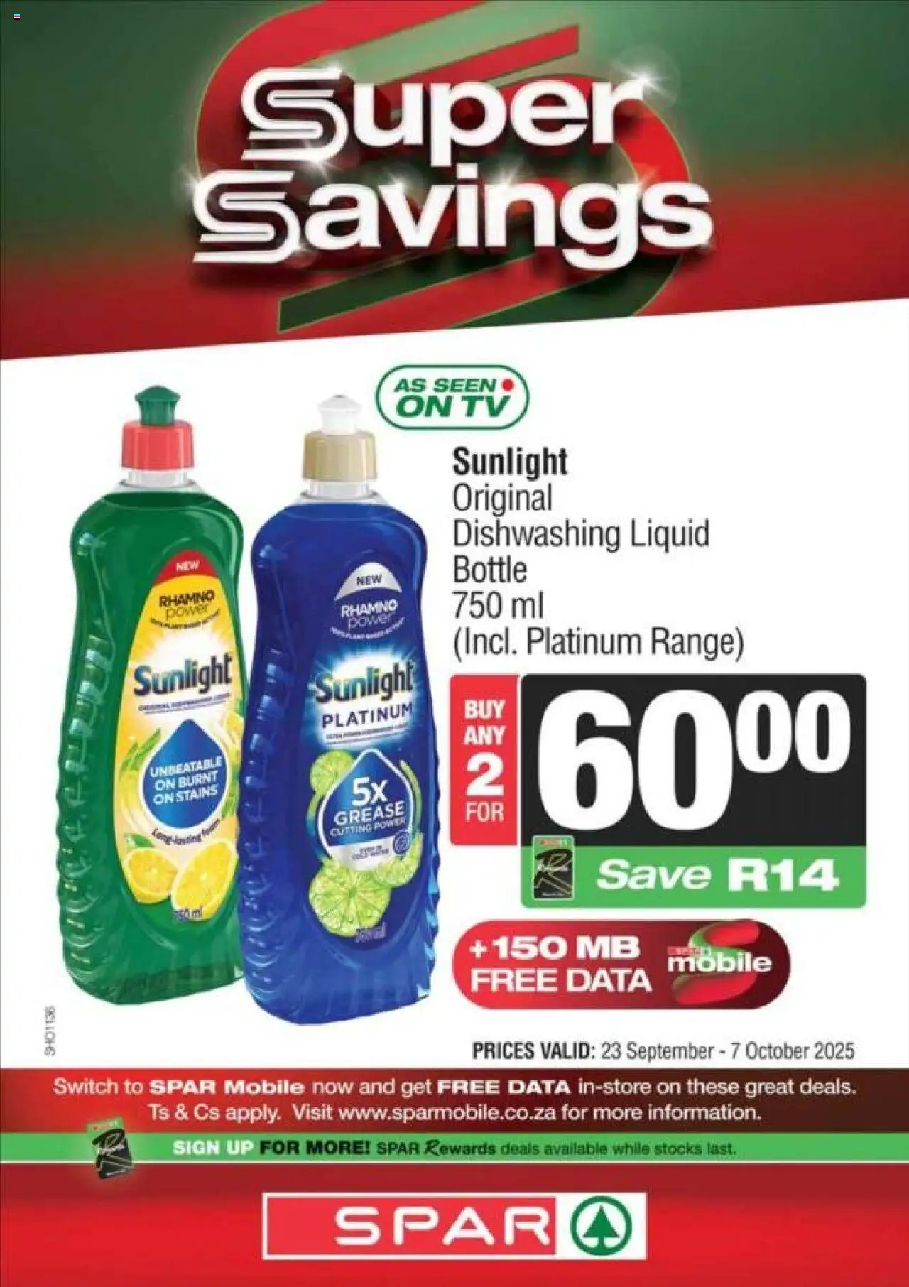 Spar Kwazulu-Natal - Weekly Specials from 23/09 - 07/10/2025 > Promotions - TV, Switch, Data, Dishwashing liquid