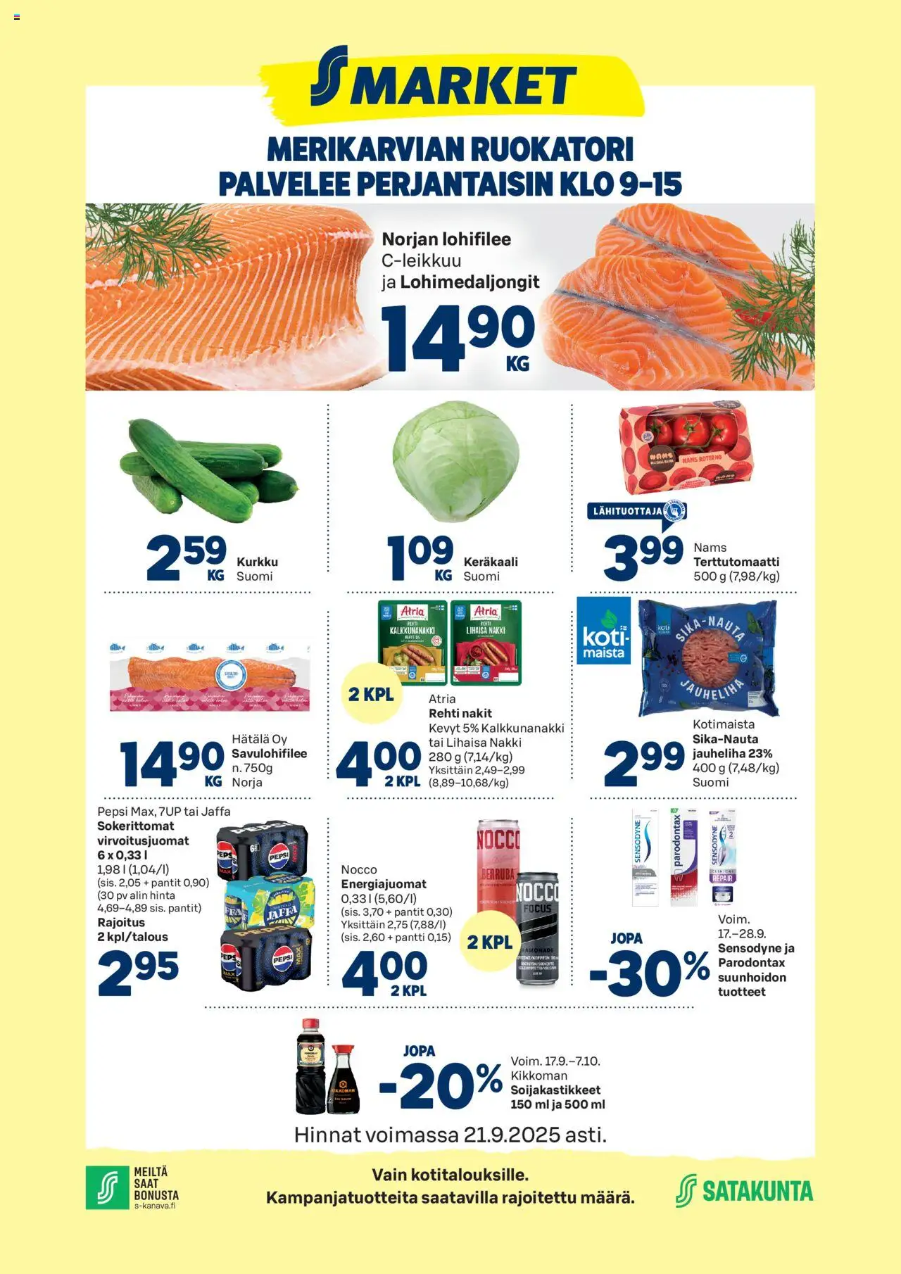 S-market-kaupan Merikarvia voimassa 17/09/2025 - Sivulla 1