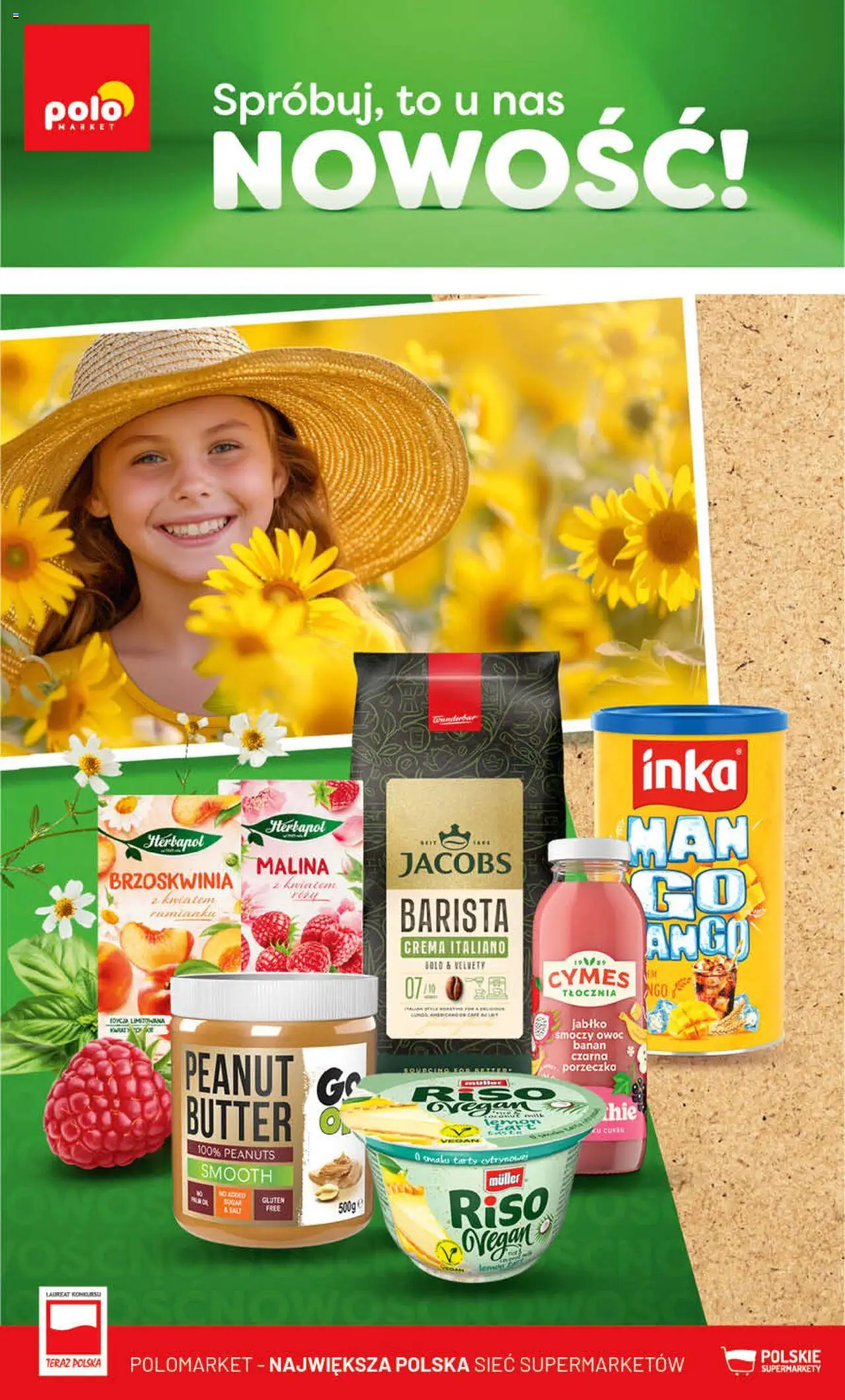 POLOmarket gazetka promocyjna (14.08.2025) - Nowa ulotka - Numer strony 1 - Smoczy owoc, Jacobs, Banan, Brzoskwinia, Malina, Porzeczka